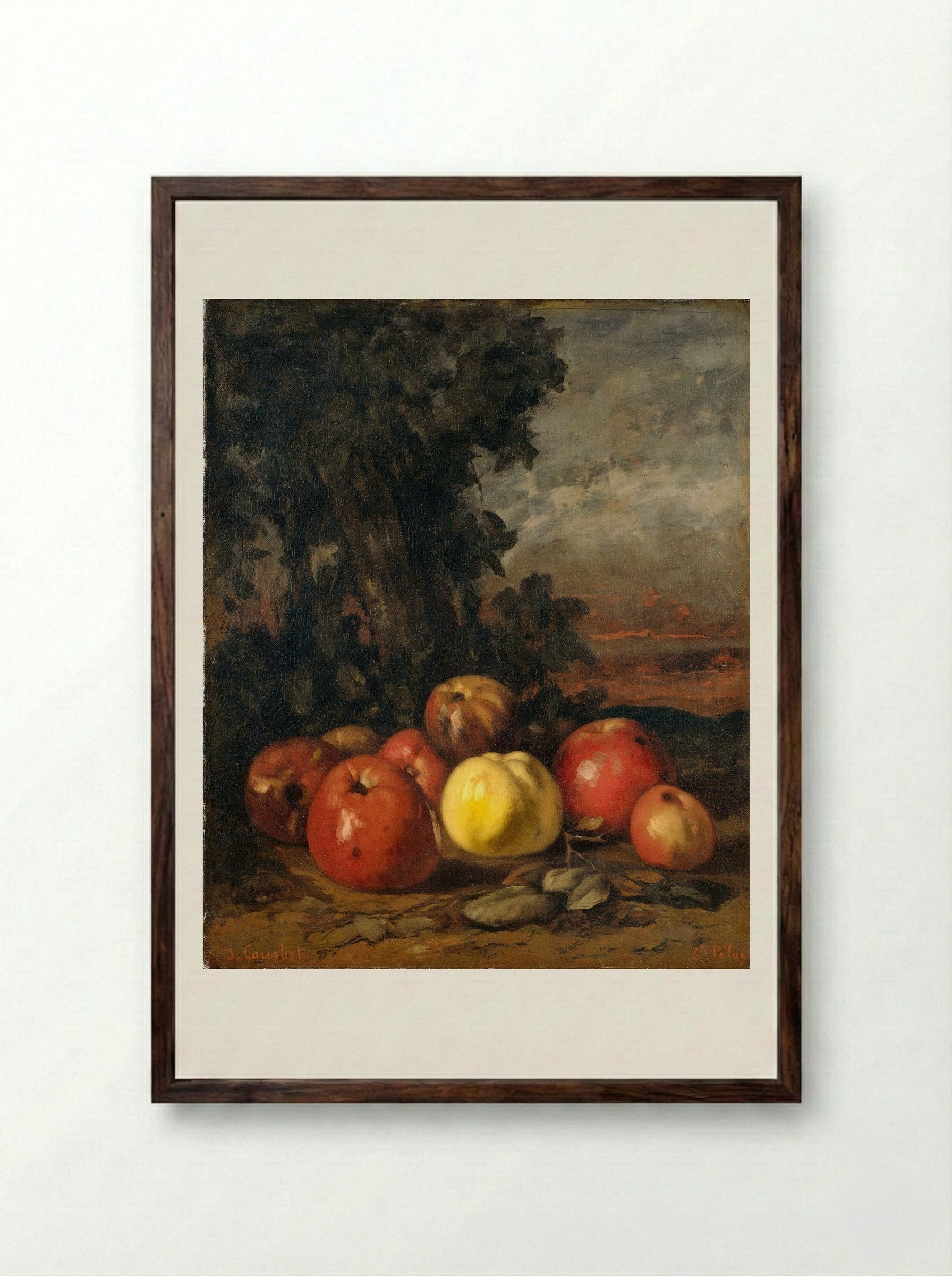 Still Life with Apples - Gustave Courbet - Framed Print Dark Wood