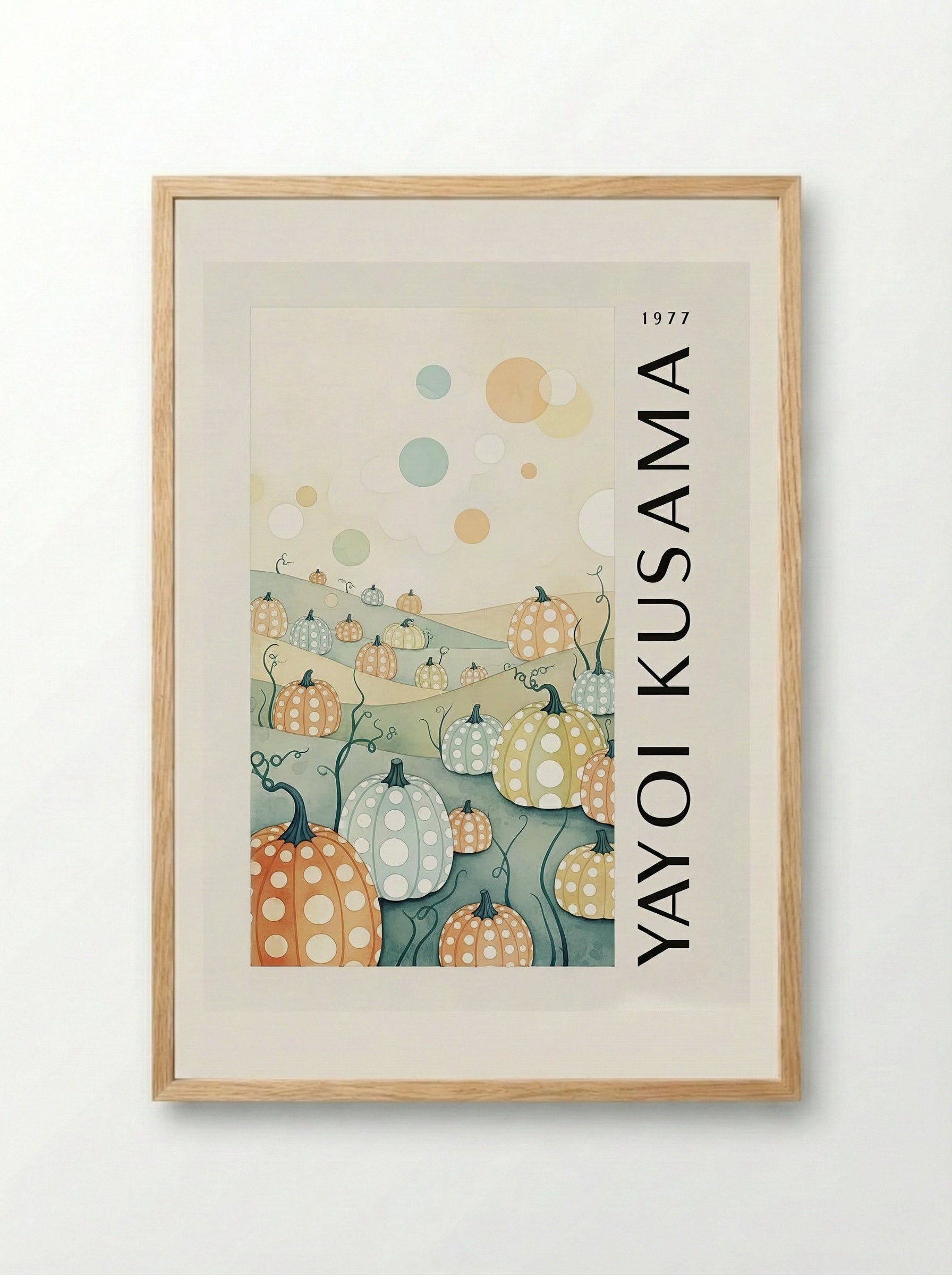 Pumpkins - Yayoi Kusama - Framed Print Wood
