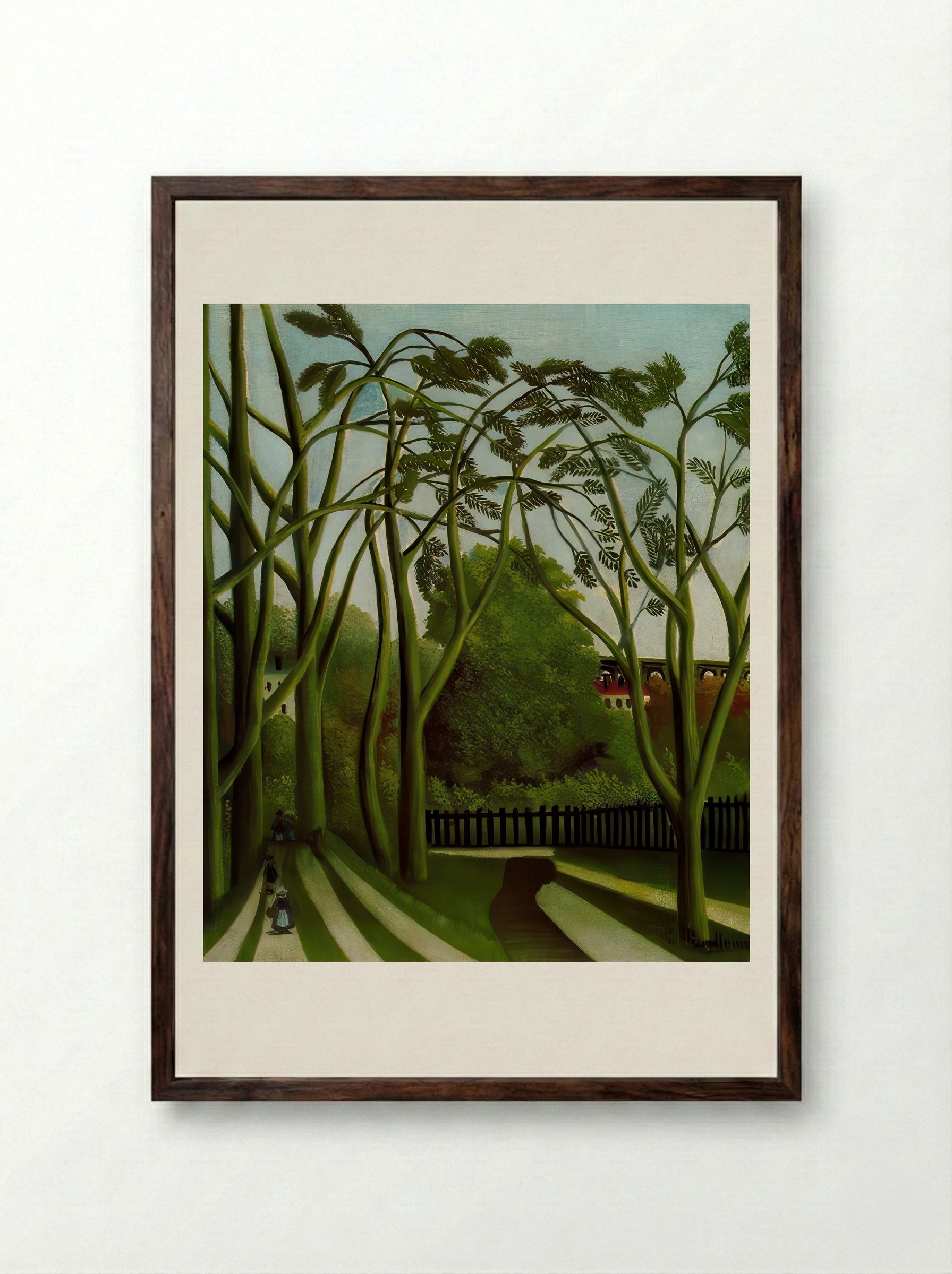 Landscape on the Banks of the Bièvre at Bicêtre by Henri Rousseau – Naïve French Countryside Print - Framed Print Dark Wood