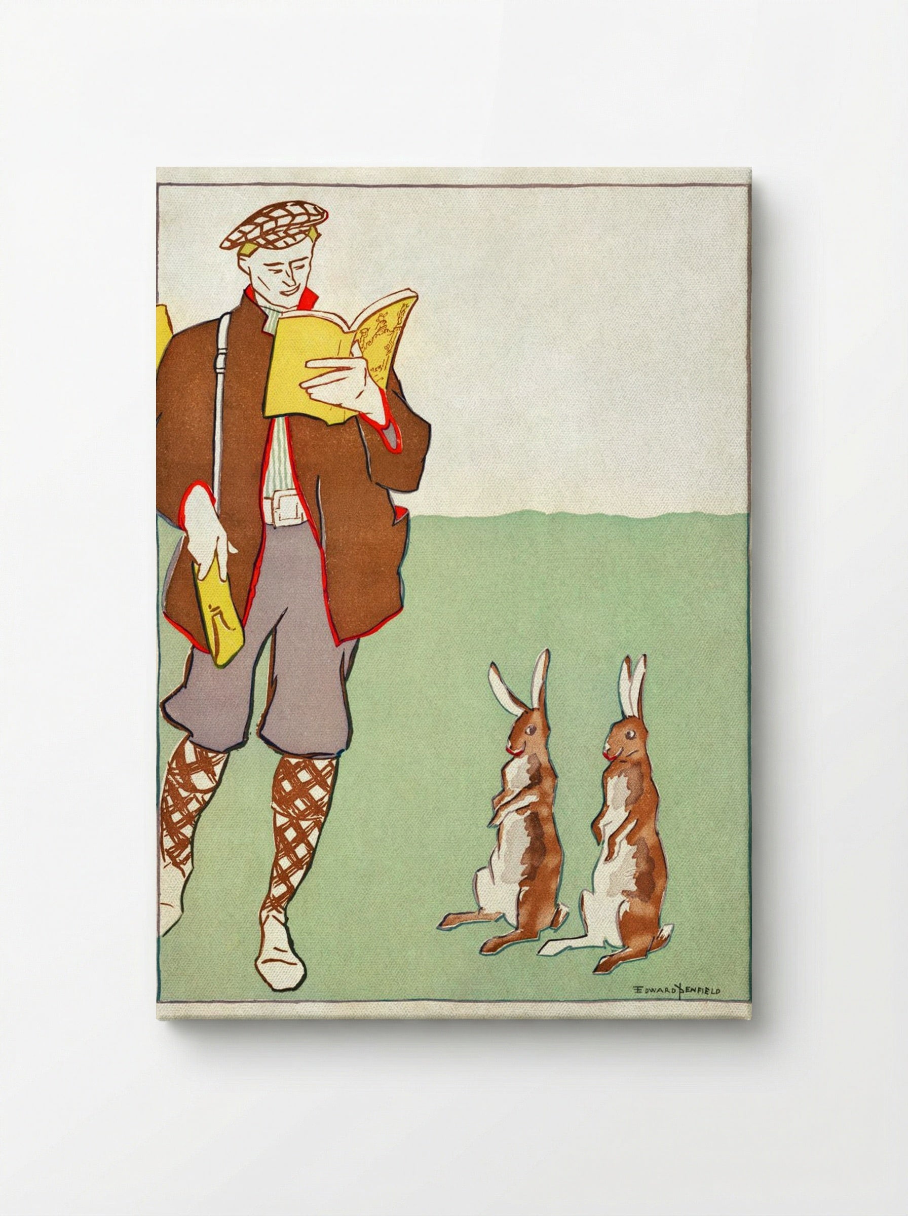 Man Reading a Book with Hares - Edward Penfield - Canvas