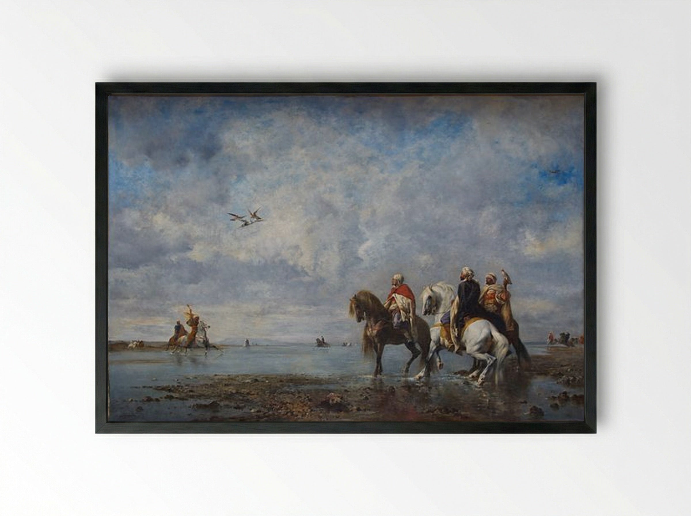 The Heron Hunt - Eugène Fromentin - Framed Print Black