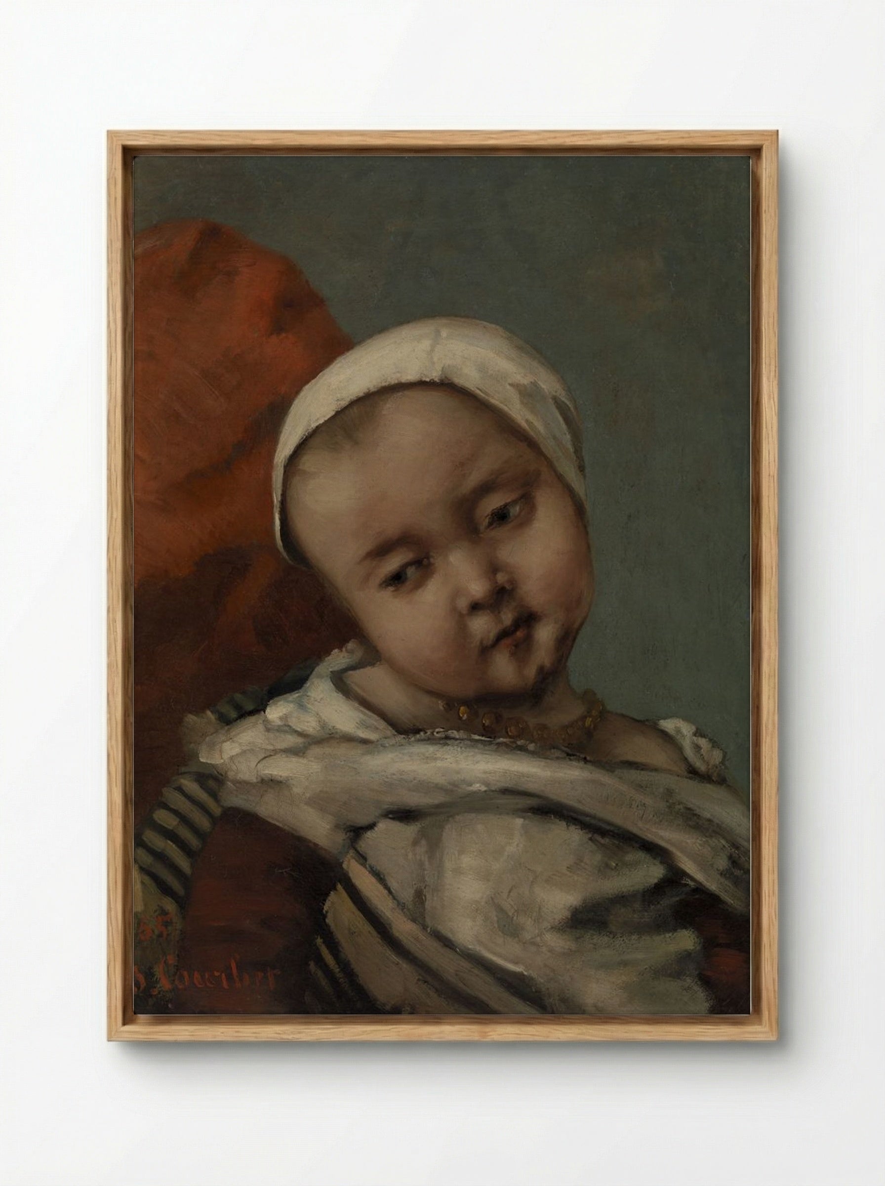 Head of a Baby - Gustave Courbet - Framed Canvas Wood