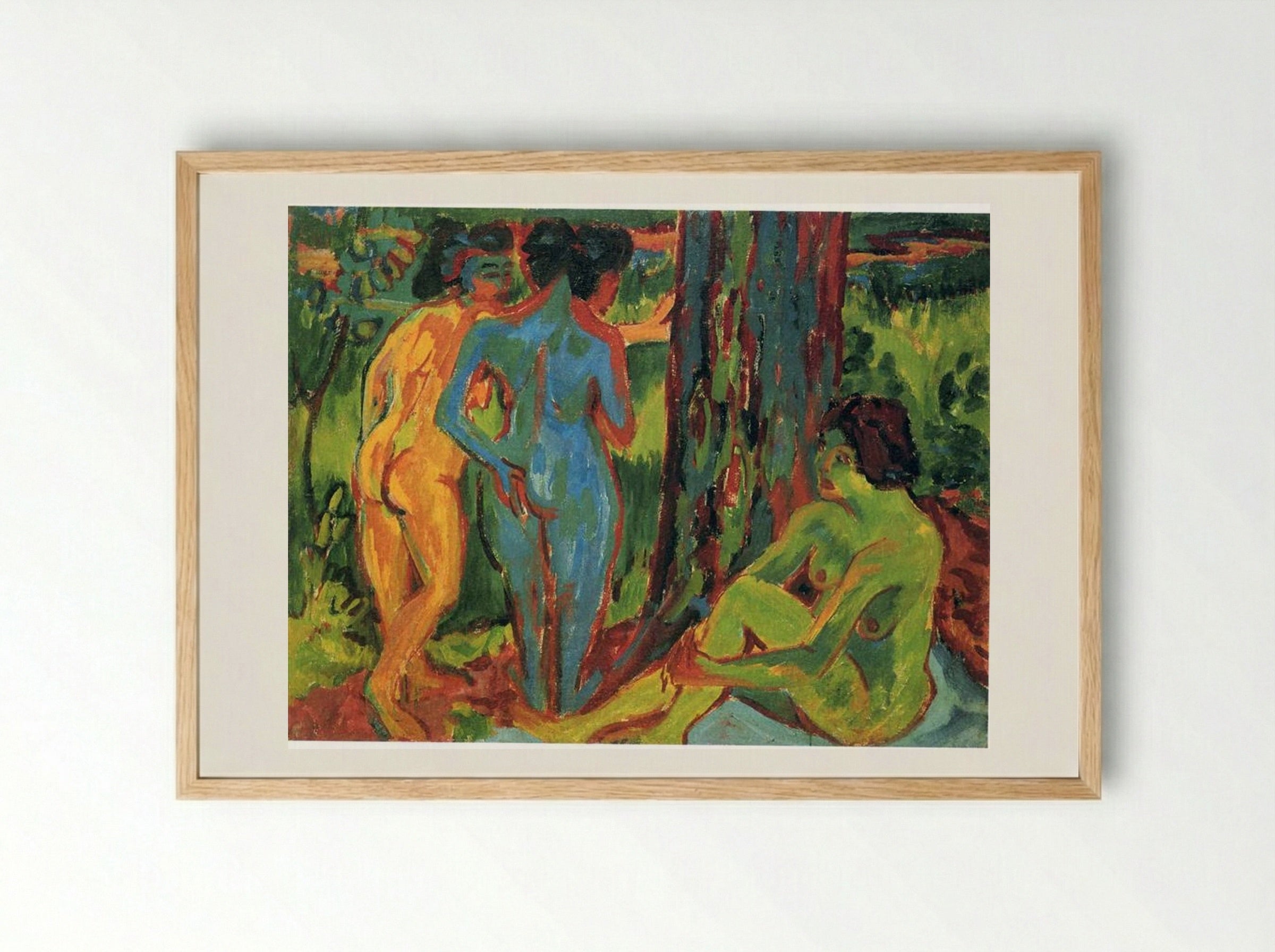 Nudes in a Forest - Ernst Ludwig Kirchner - Framed Print Wood