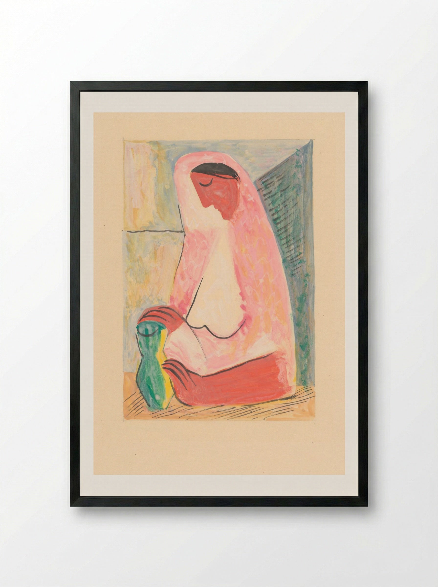Woman with a Vase - Mikuláš Galanda - Framed Print Black