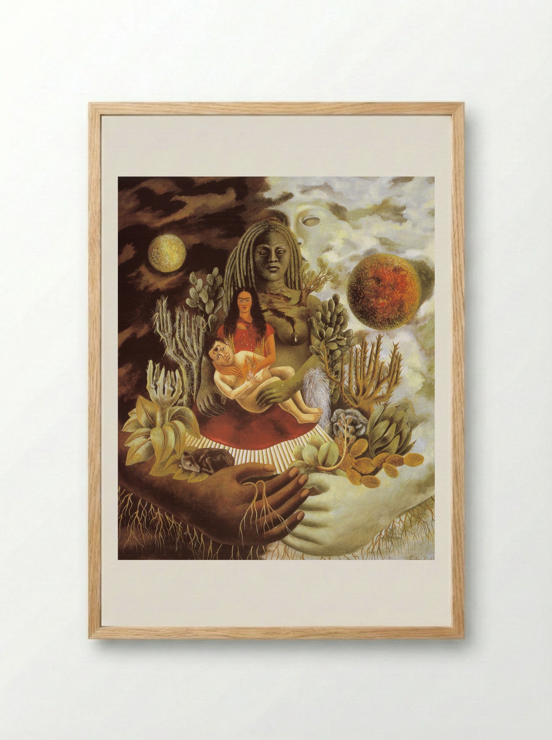 The Love Embrace of the Universe, the Earth (Mexico), Myself, Diego and Señor Xólotl - Frida Kahlo - Framed Print Wood