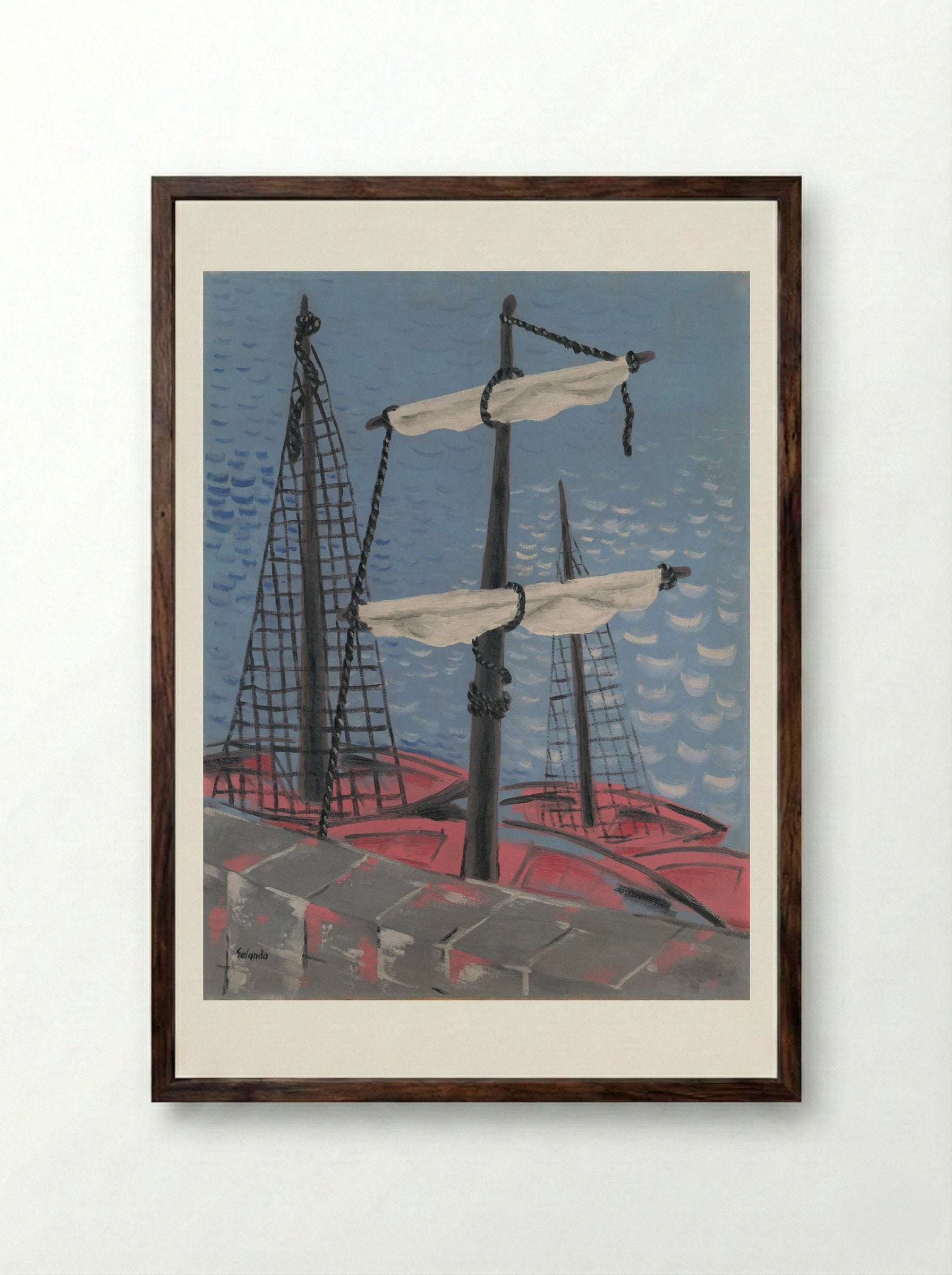 Fishing Boats - Mikuláš Galanda - Framed Print Dark Wood