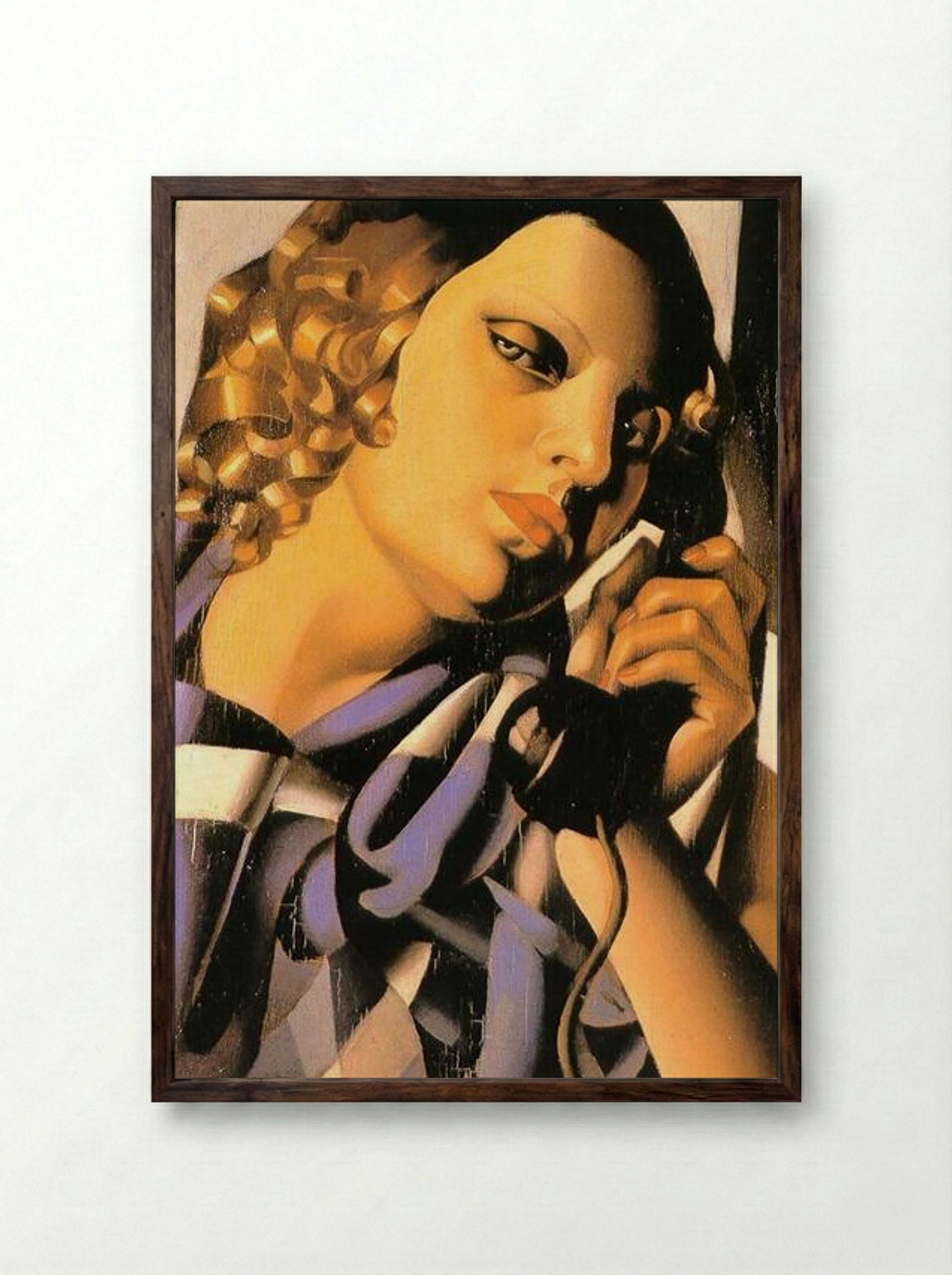 The Telephone - Tamara de Lempicka - Framed Print Dark Wood