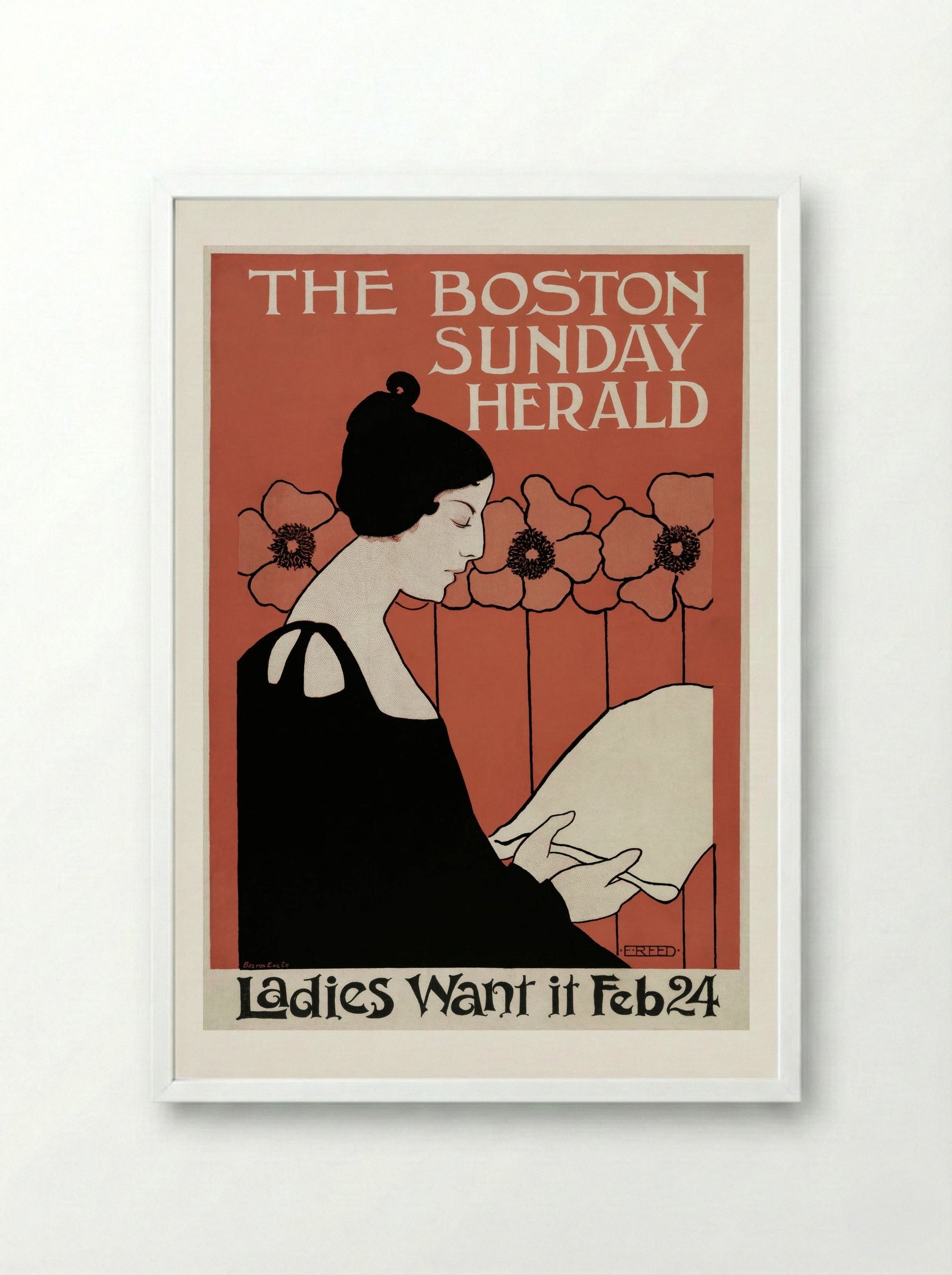 The Boston Sunday Herald - E.E. Reed - Framed Print White