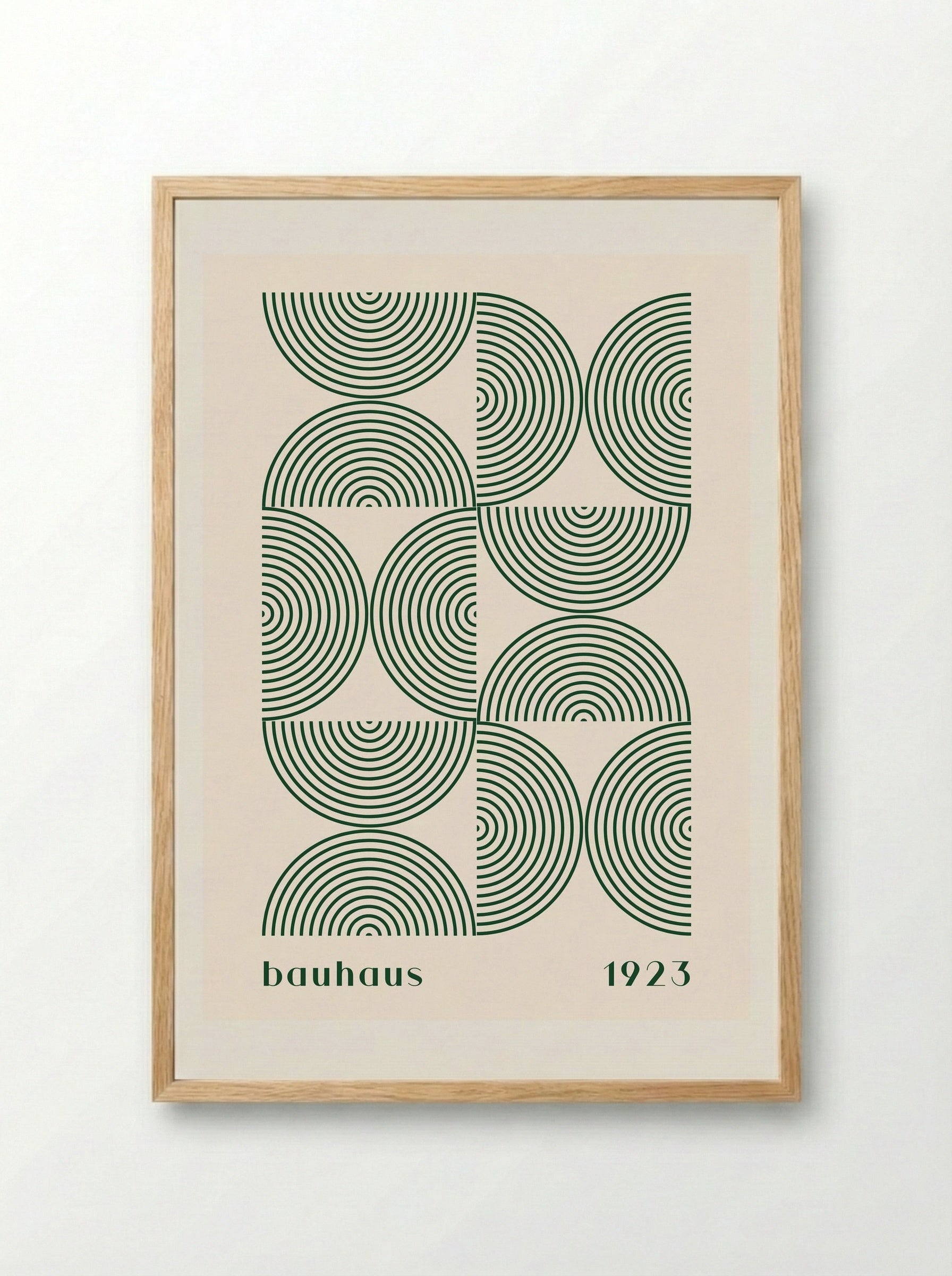 Bauhaus Halves & Lines – Green and Cream (1923) - Framed Print Wood