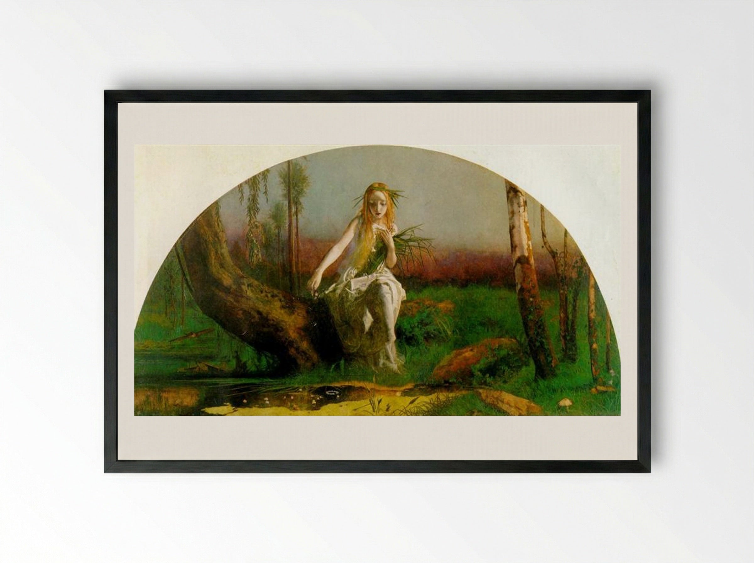 Ophelia - Arthur Hughes - Framed Print Black