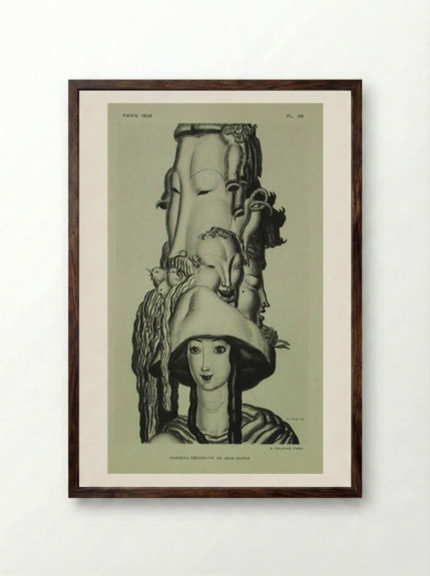 Panneau Décoratif - Jean Dupas - Framed Print Dark Wood