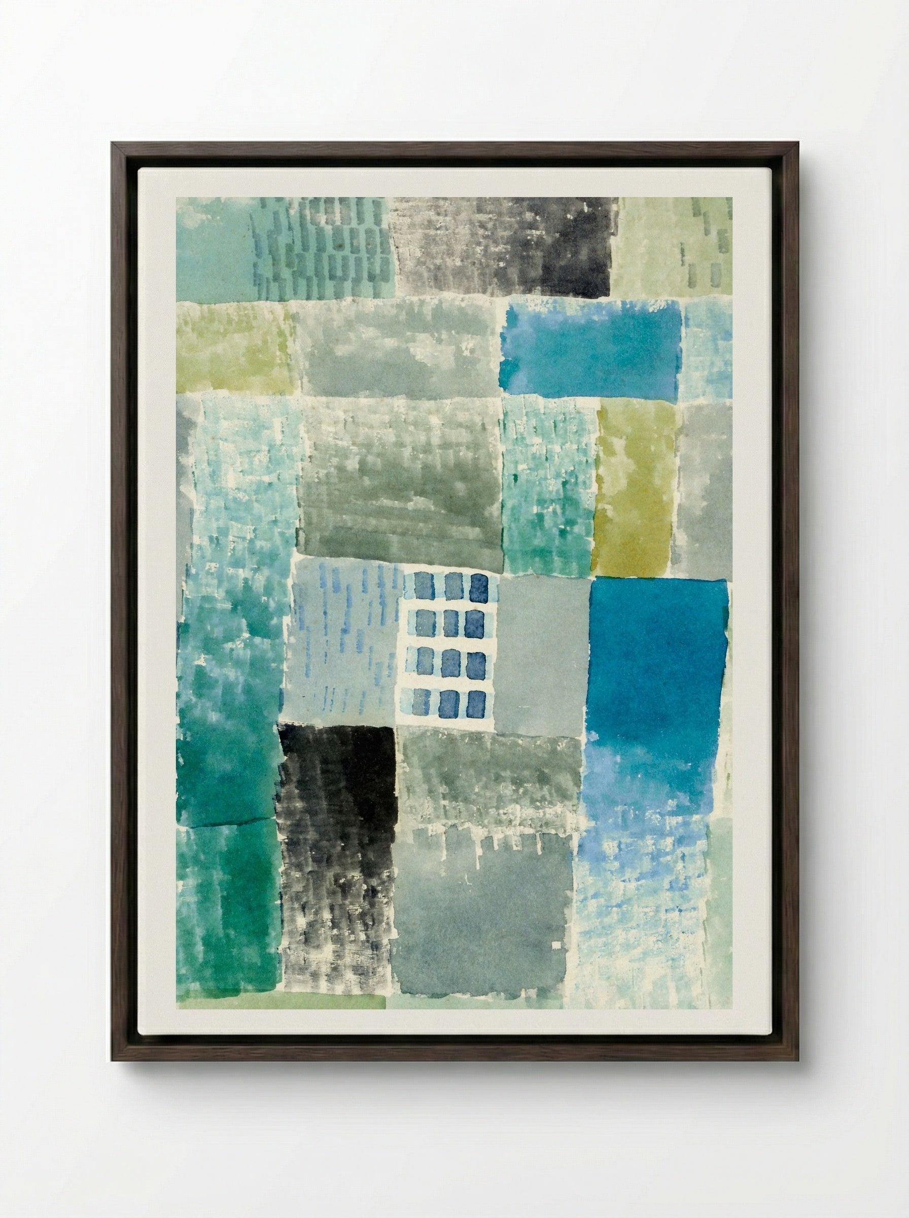 First House in a Settlement - Paul Klee - Framed Canvas Dark Wood