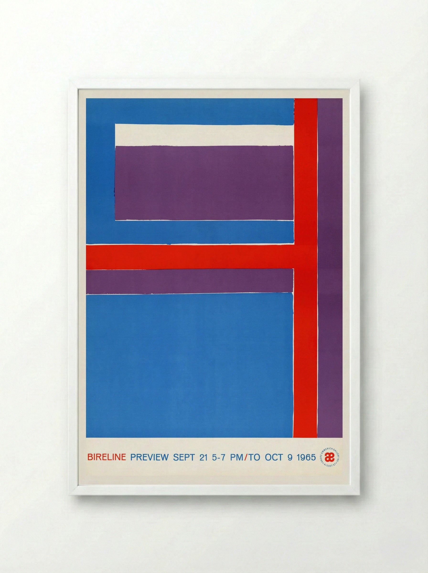 Bireline Preview, Sept. 21, 5-7 p.m. to Oct. 9, 1965 (Exhibition Poster) - George Bireline - Framed Print White
