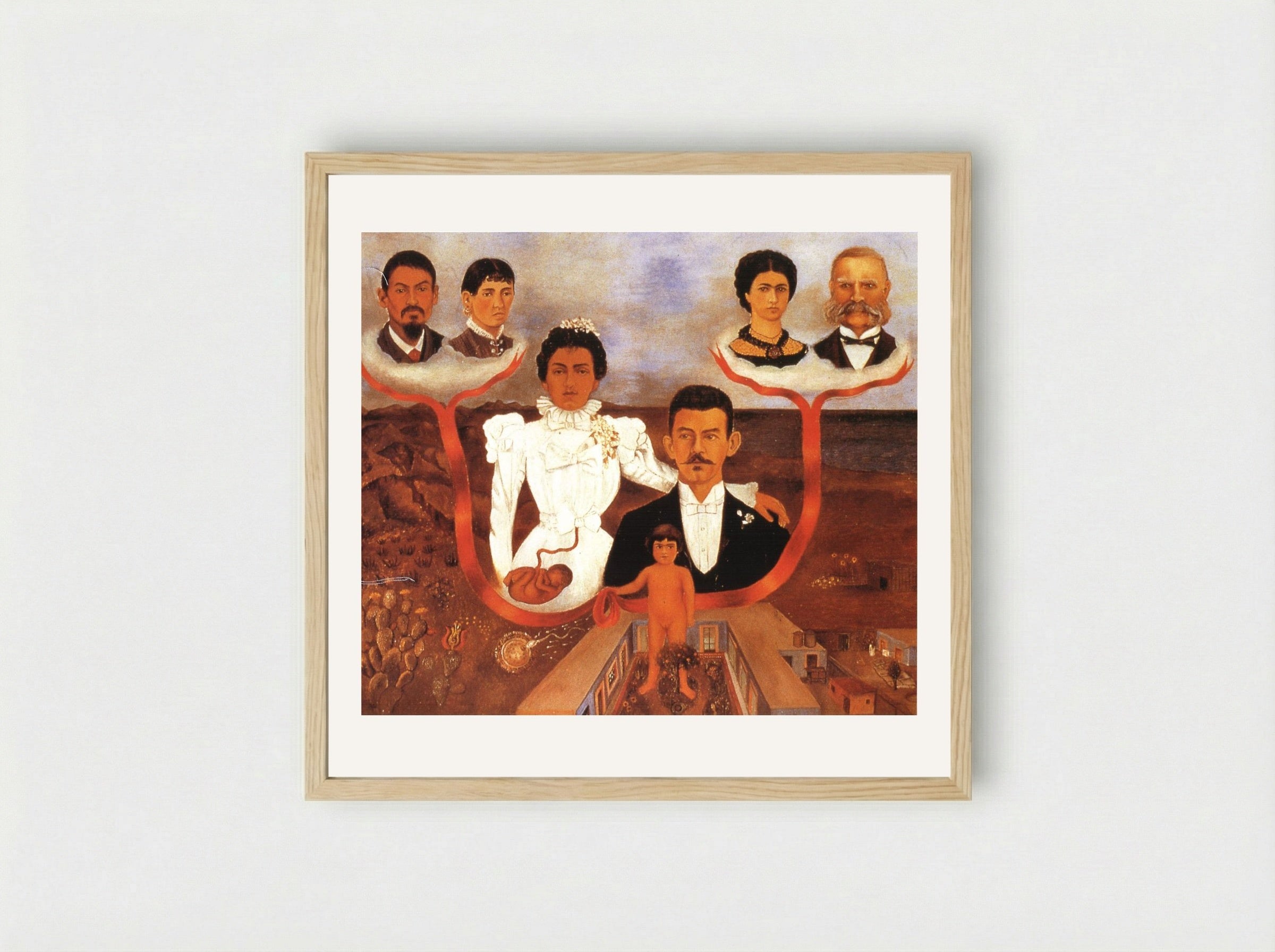 My Grandparents, My Parents, and I (Family Tree) - Frida Kahlo - Framed Print Wood