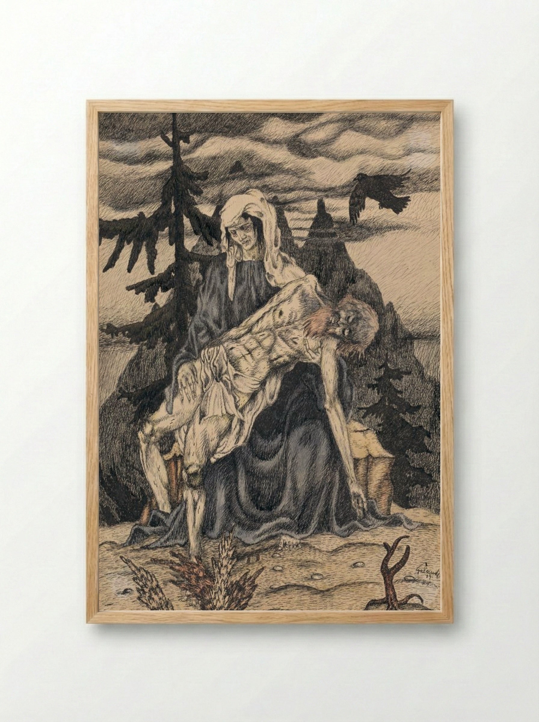 Pieta - Mikuláš Galanda - Framed Print Wood