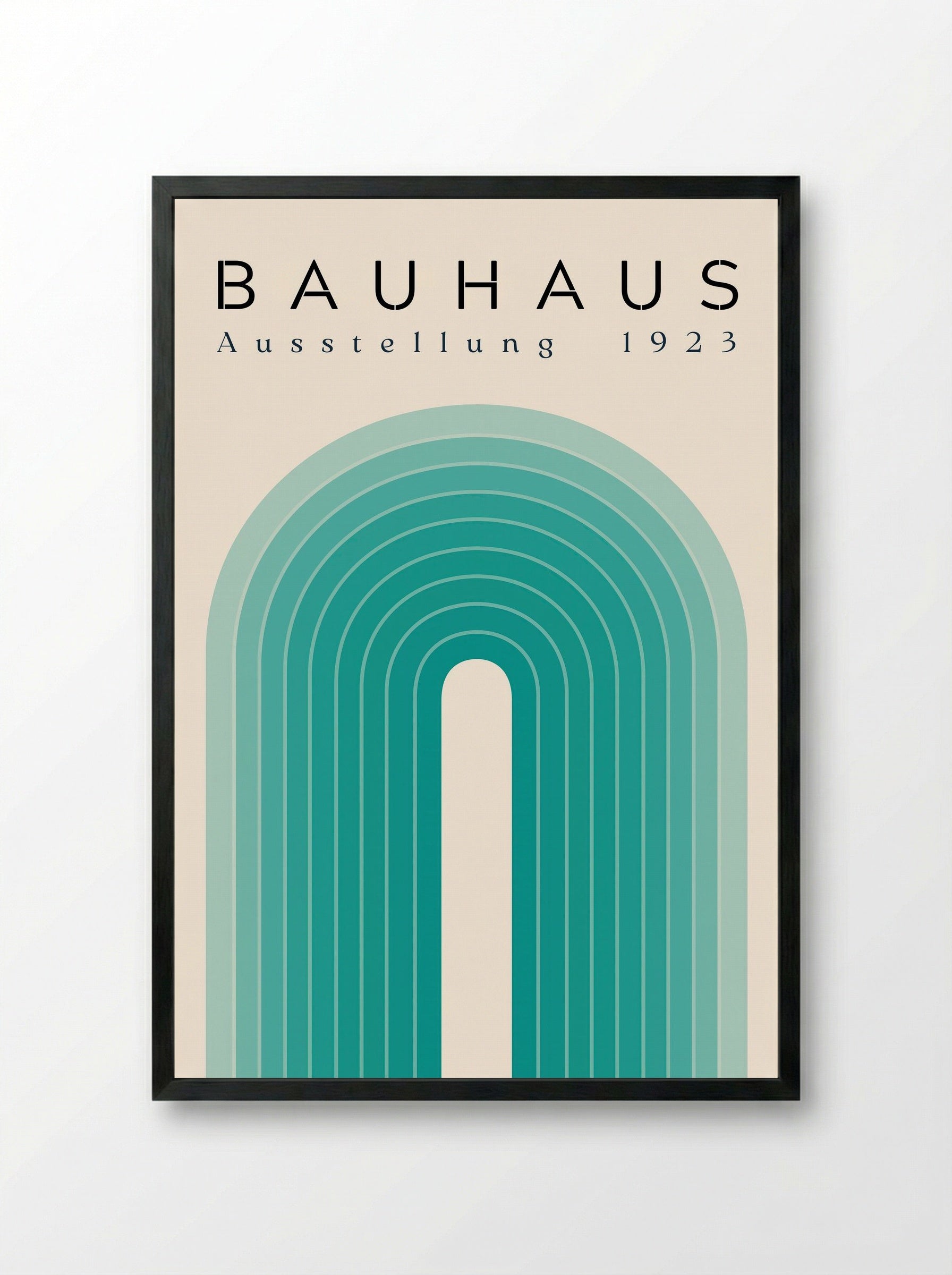 Bauhaus Teal Arch – 1923 Exhibition Poster - Framed Print Black