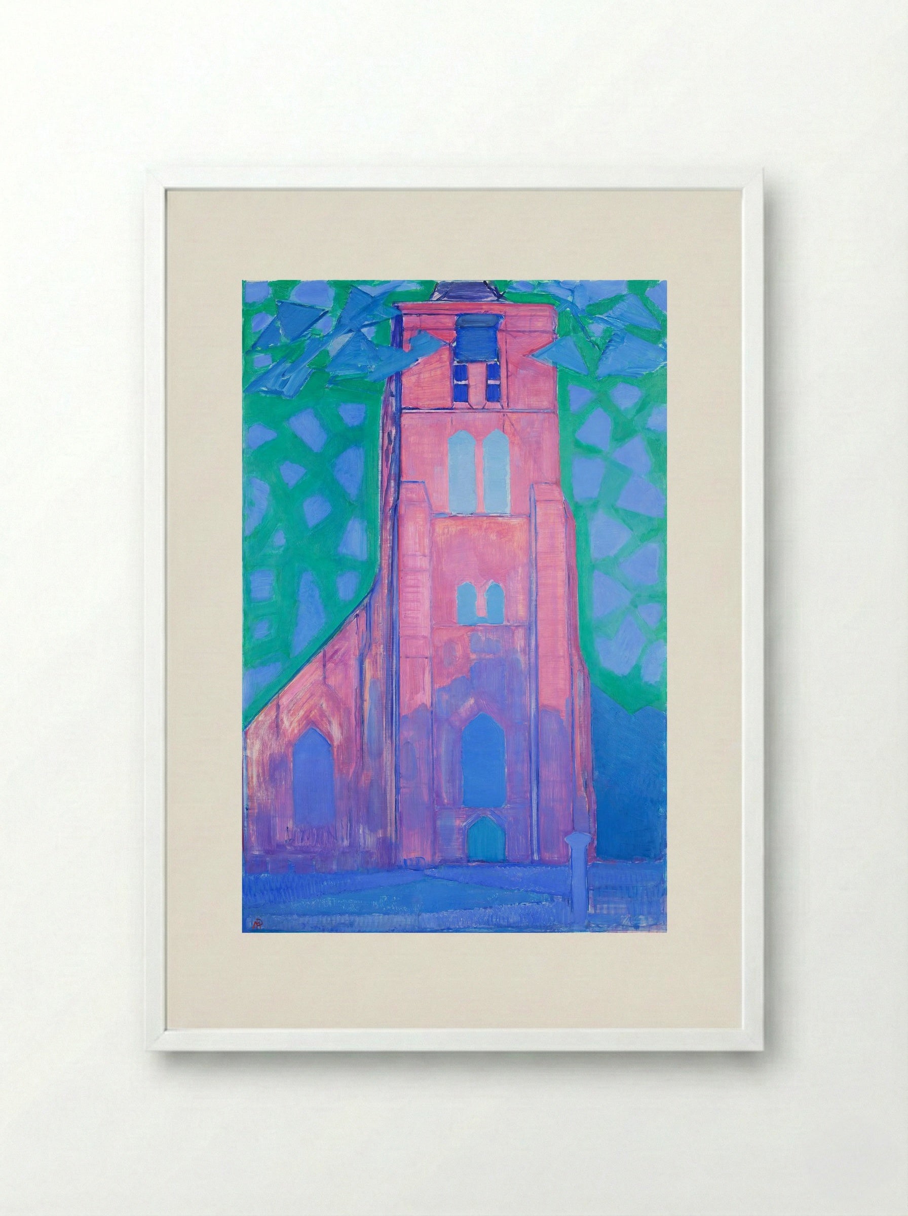 Church Tower at Domburg - Piet Mondrian - Framed Print White