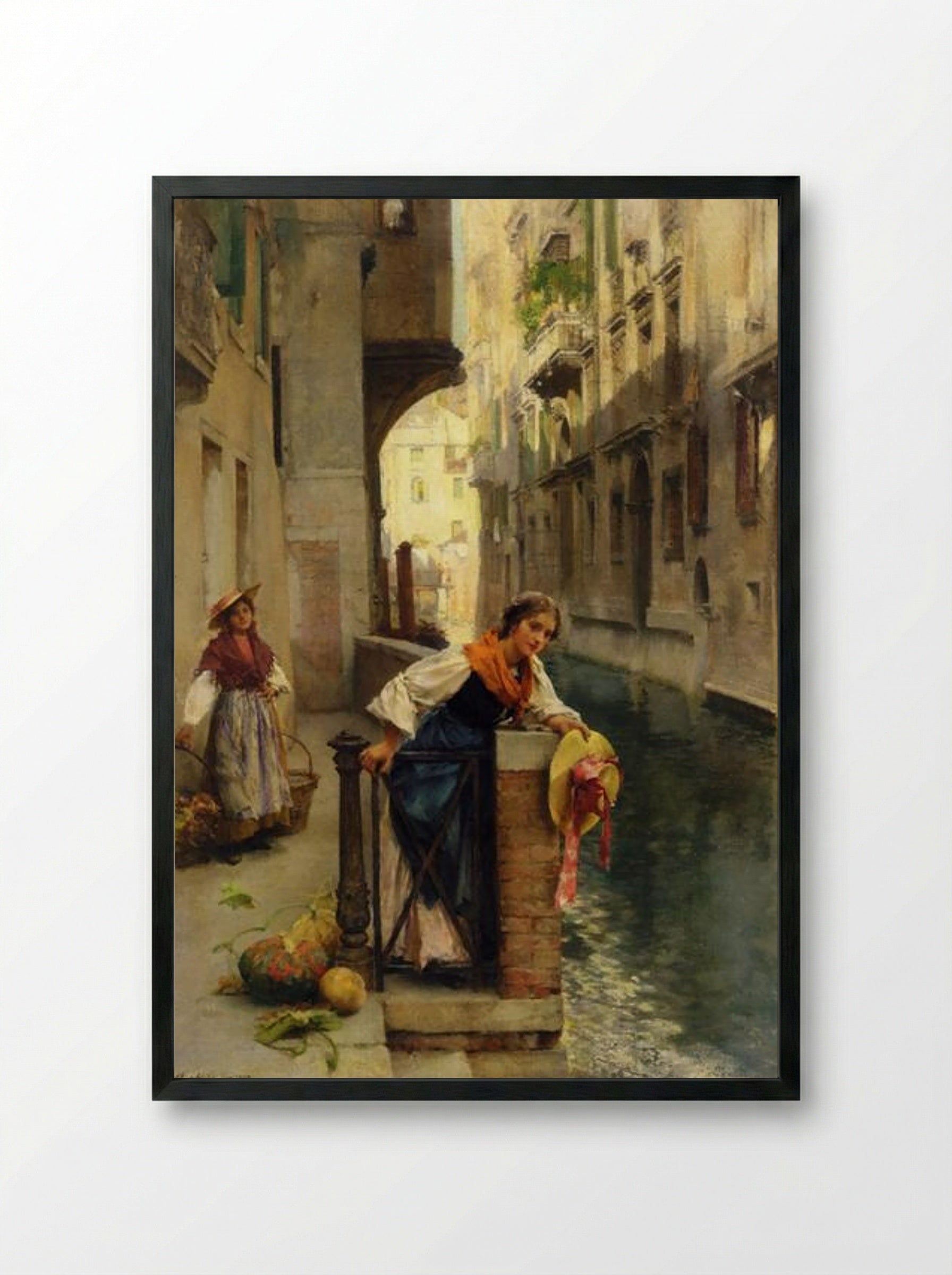 Fruit Sellers from the Islands, Venice - David Roberts - Framed Print Black