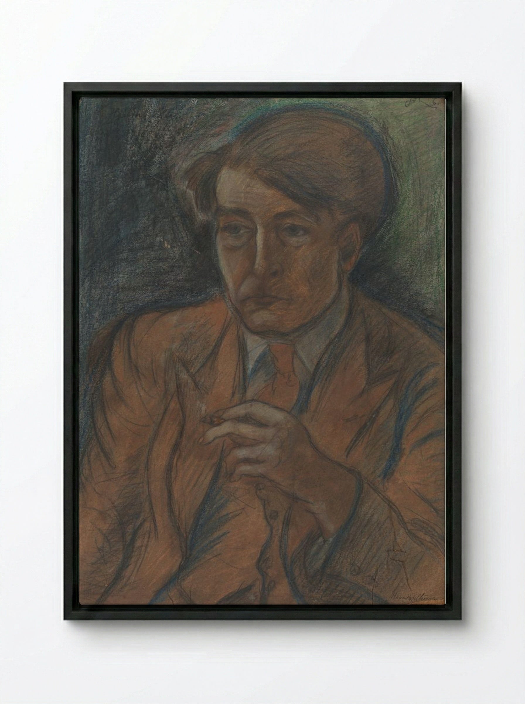 Study for a Portrait of Søren Hjorth Nielsen - John Christensen - Framed Canvas Black