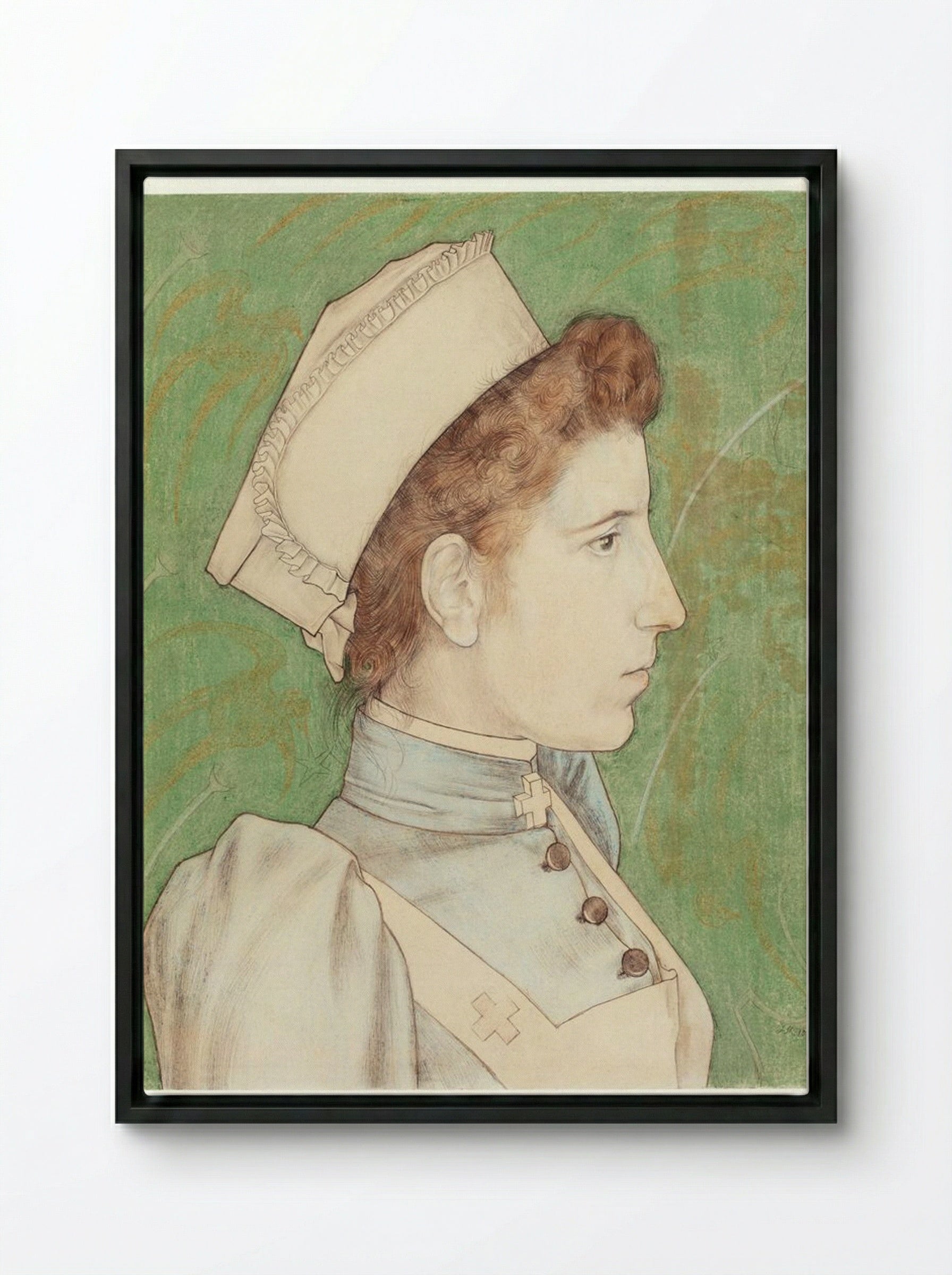 Portrait of Nurse Nelly - Jan Toorop - Framed Canvas Black