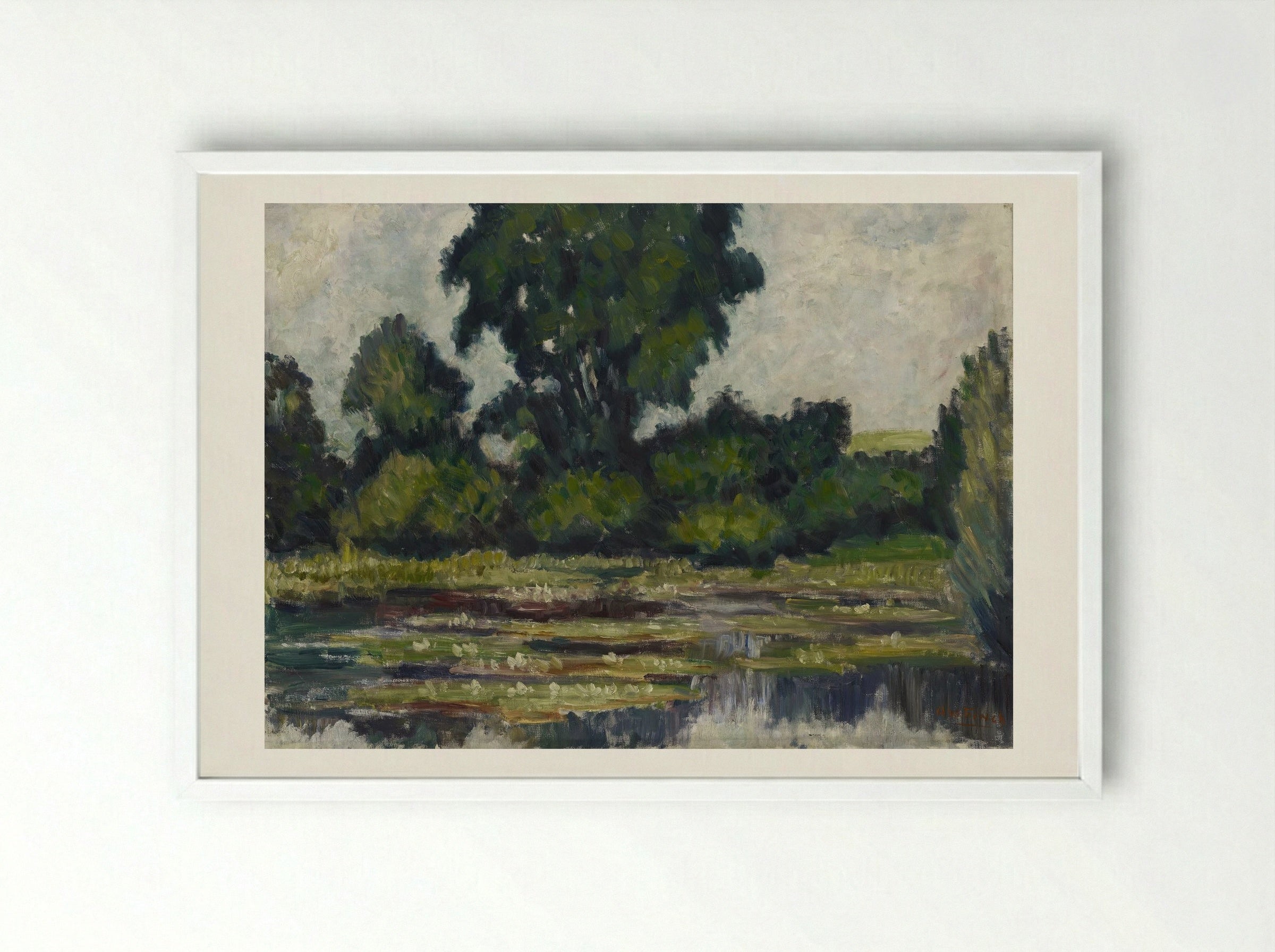 Lumpeita (Water Lilies) - Alfred William Finch - Framed Print White
