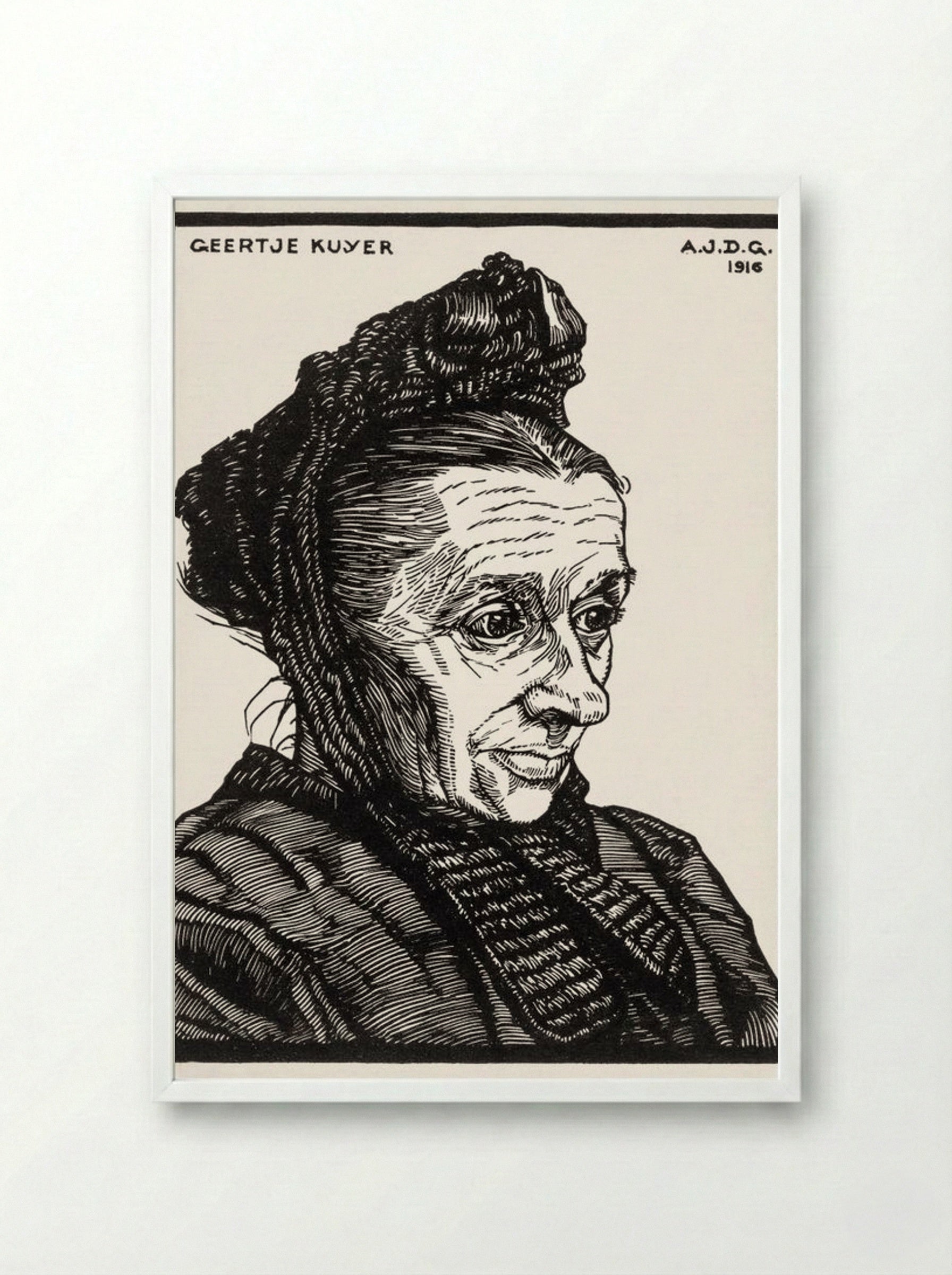 Portrait of Geertje Kuijer - Julie de Graag - Framed Print White