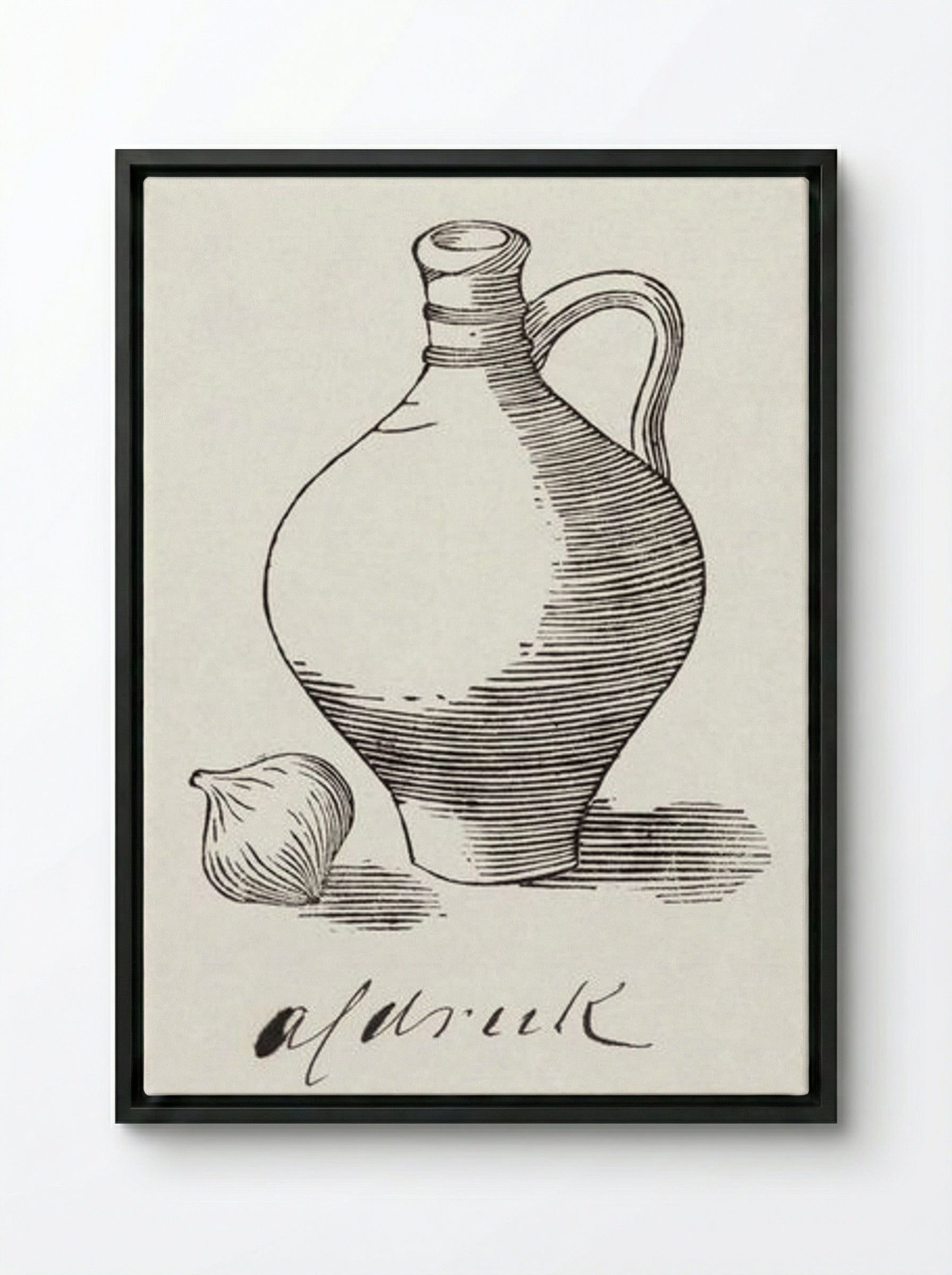 Still Life with Jug and Onion - Julie de Graag - Framed Canvas Black