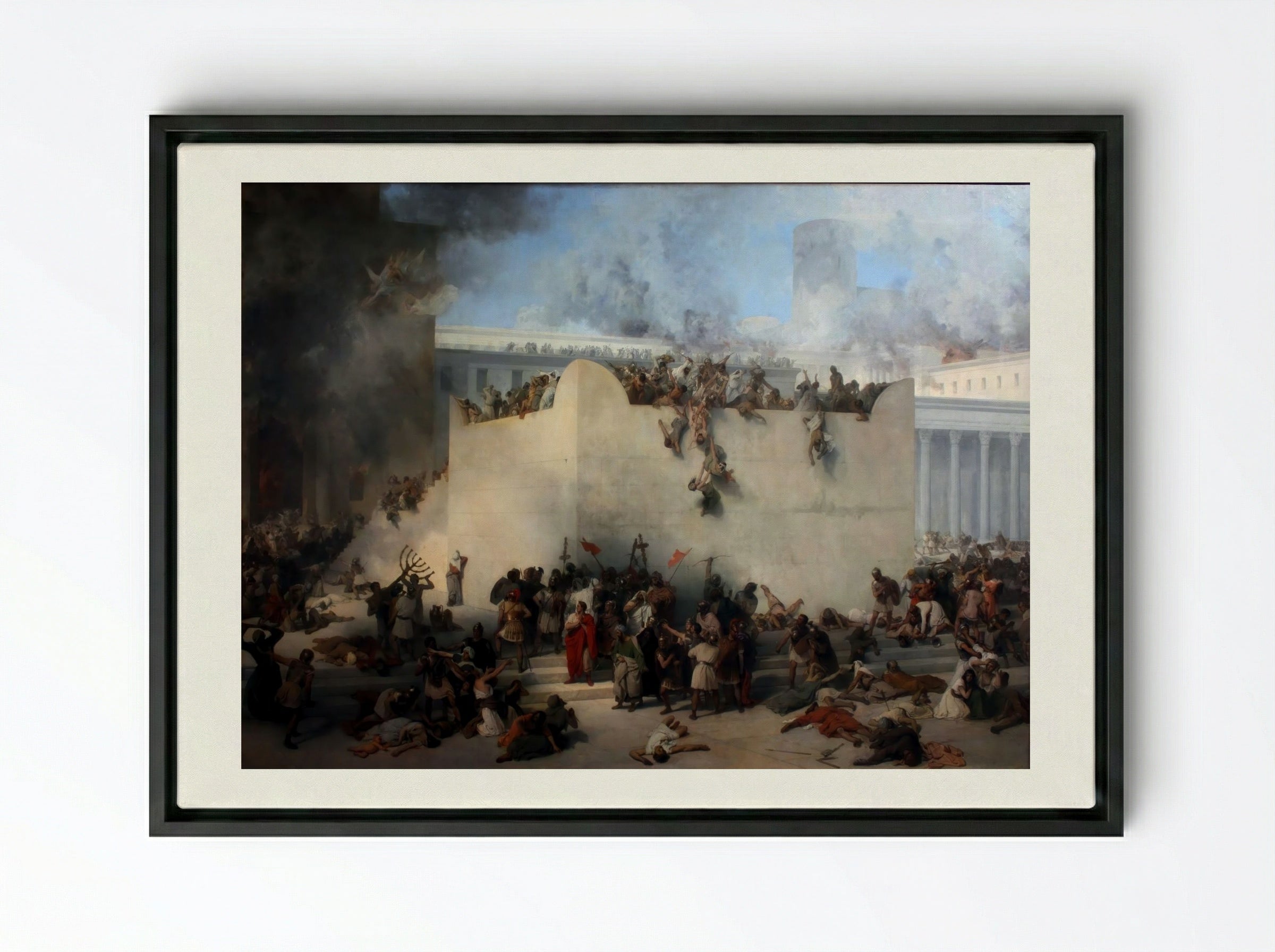 The Destruction of the Temple of Jerusalem - Francesco Hayez - Framed Canvas Black