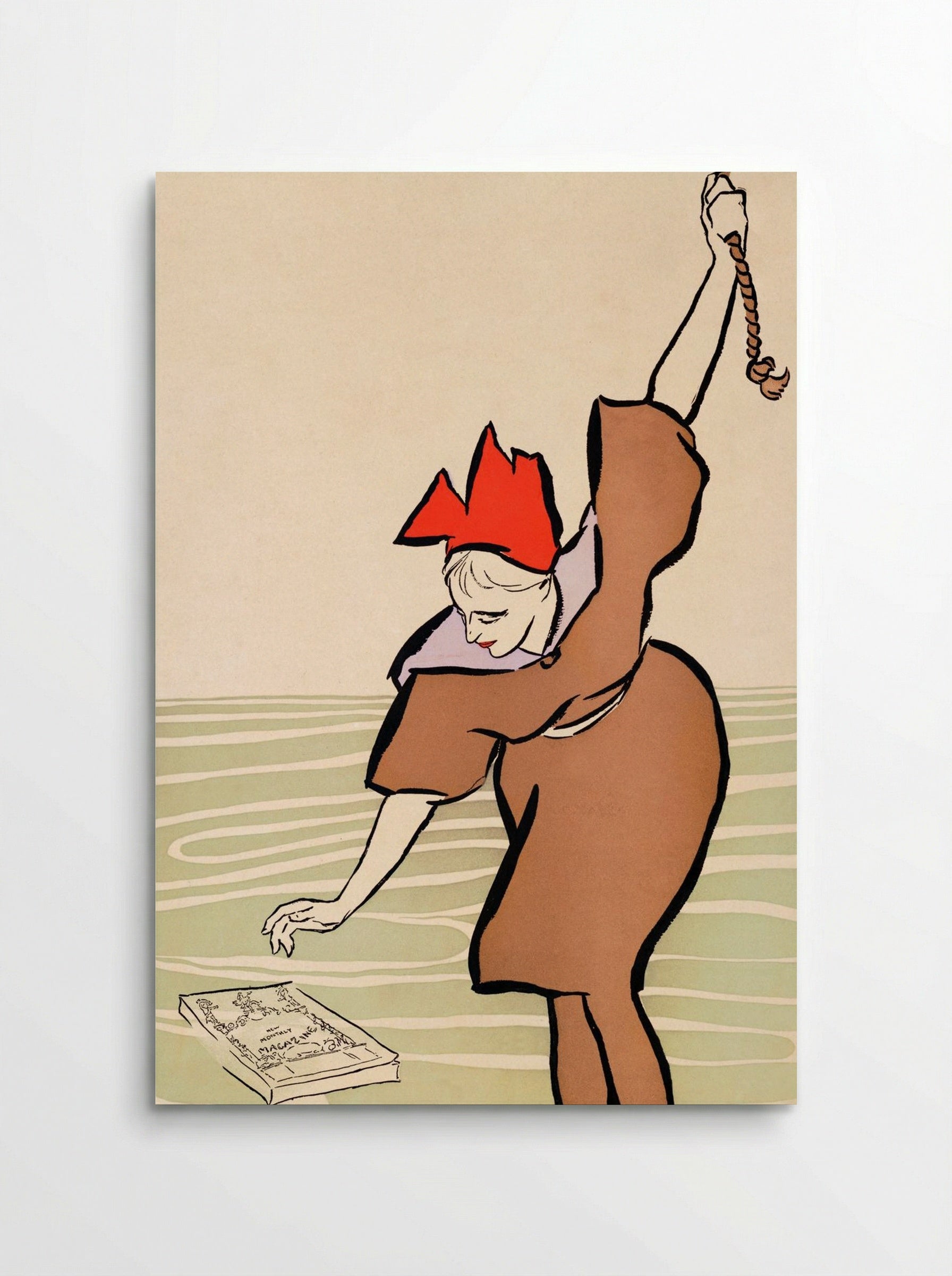 Woman Picking Up Book - Edward Penfield - Poster