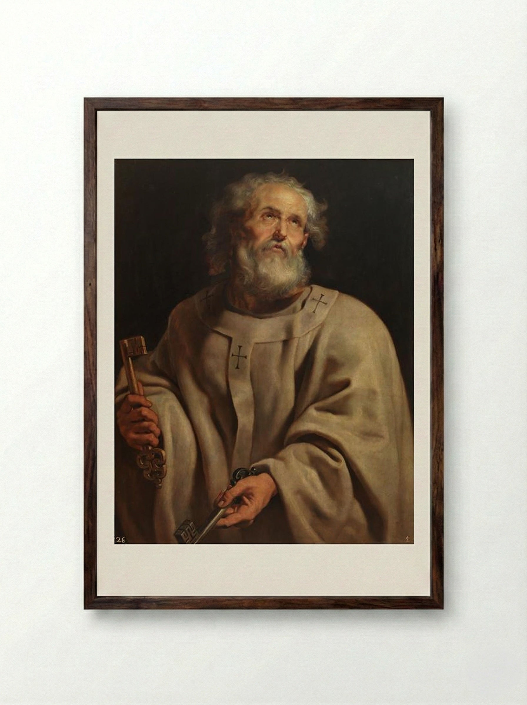 Saint Peter - Peter Paul Rubens - Framed Print Dark Wood