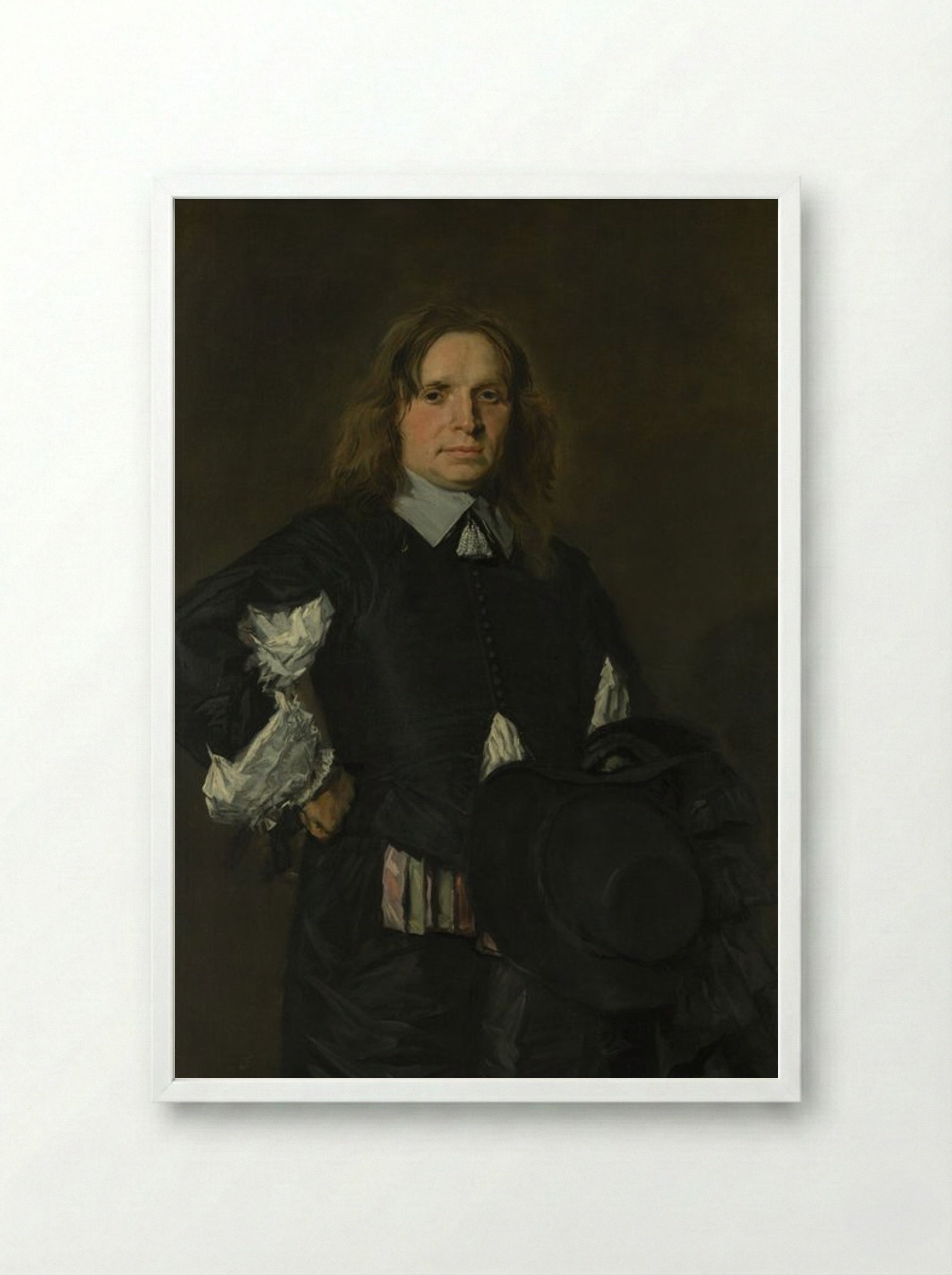 Portrait of a Man - Frans Hals - Framed Print White