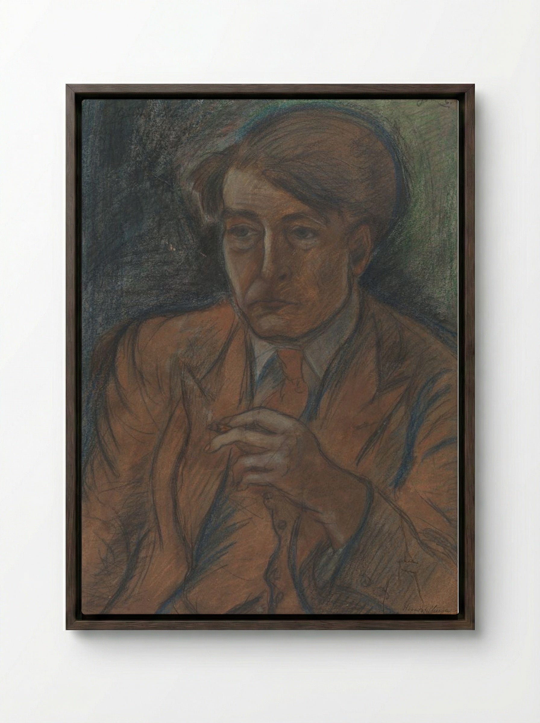 Study for a Portrait of Søren Hjorth Nielsen - John Christensen - Framed Canvas Dark Wood