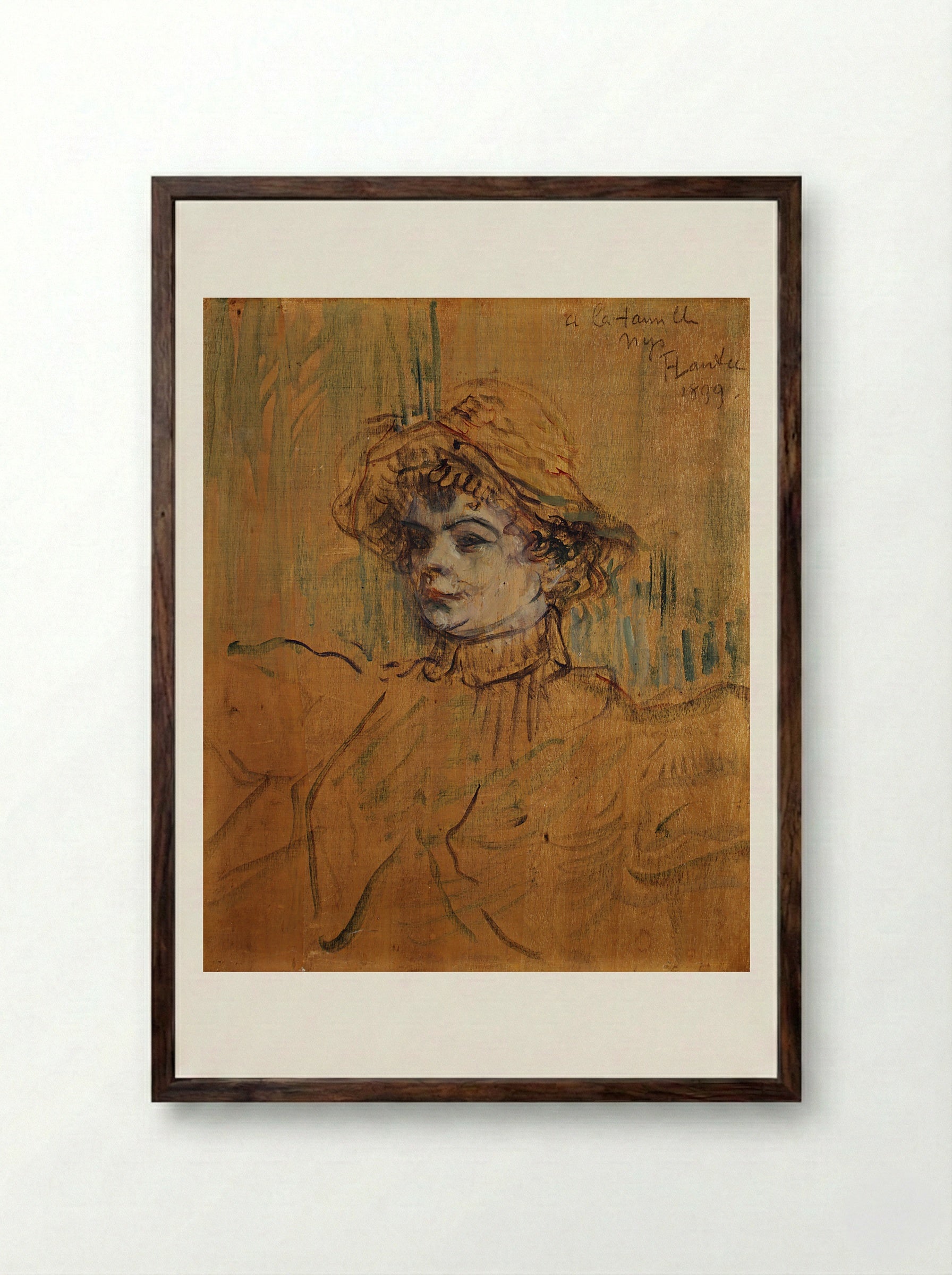 Mademoiselle Nys - Henri de Toulouse-Lautrec - Framed Print Dark Wood