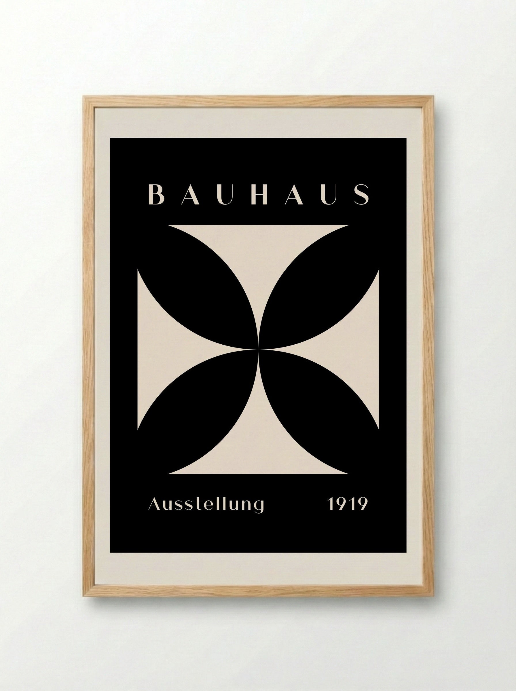Bauhaus Cross Form - Black on Cream (1919) - Framed Print Wood