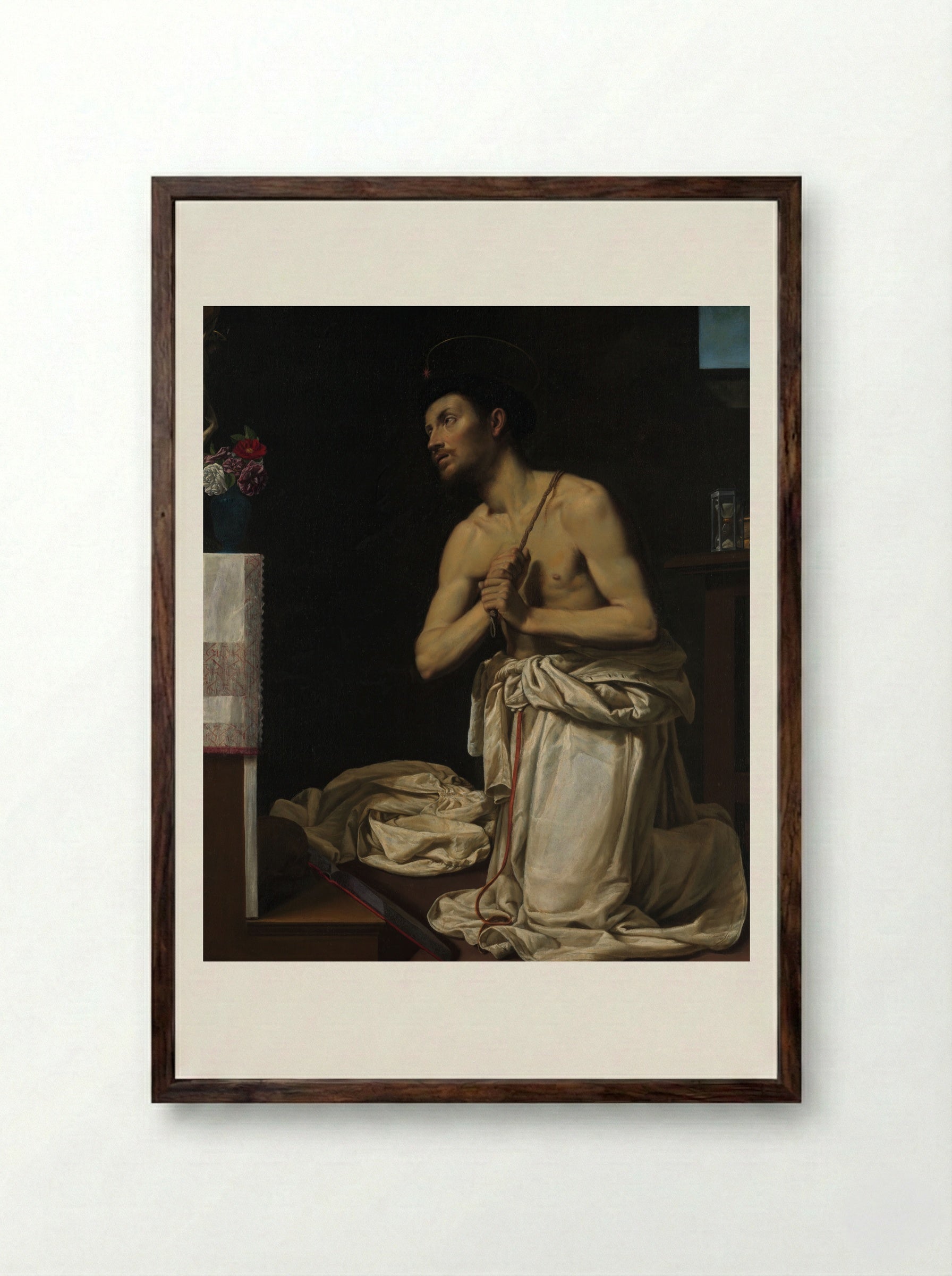 Saint Dominic in Penitence - Filippo Tarchiani - Framed Print Dark Wood