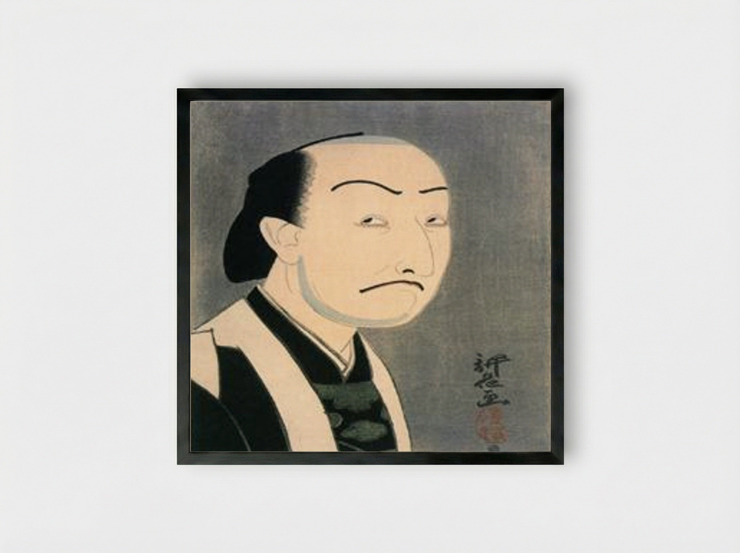 Nakamura Ganjiro I as Oboshi Yuranosuke - Yamamura Toyonari - Framed Print Black