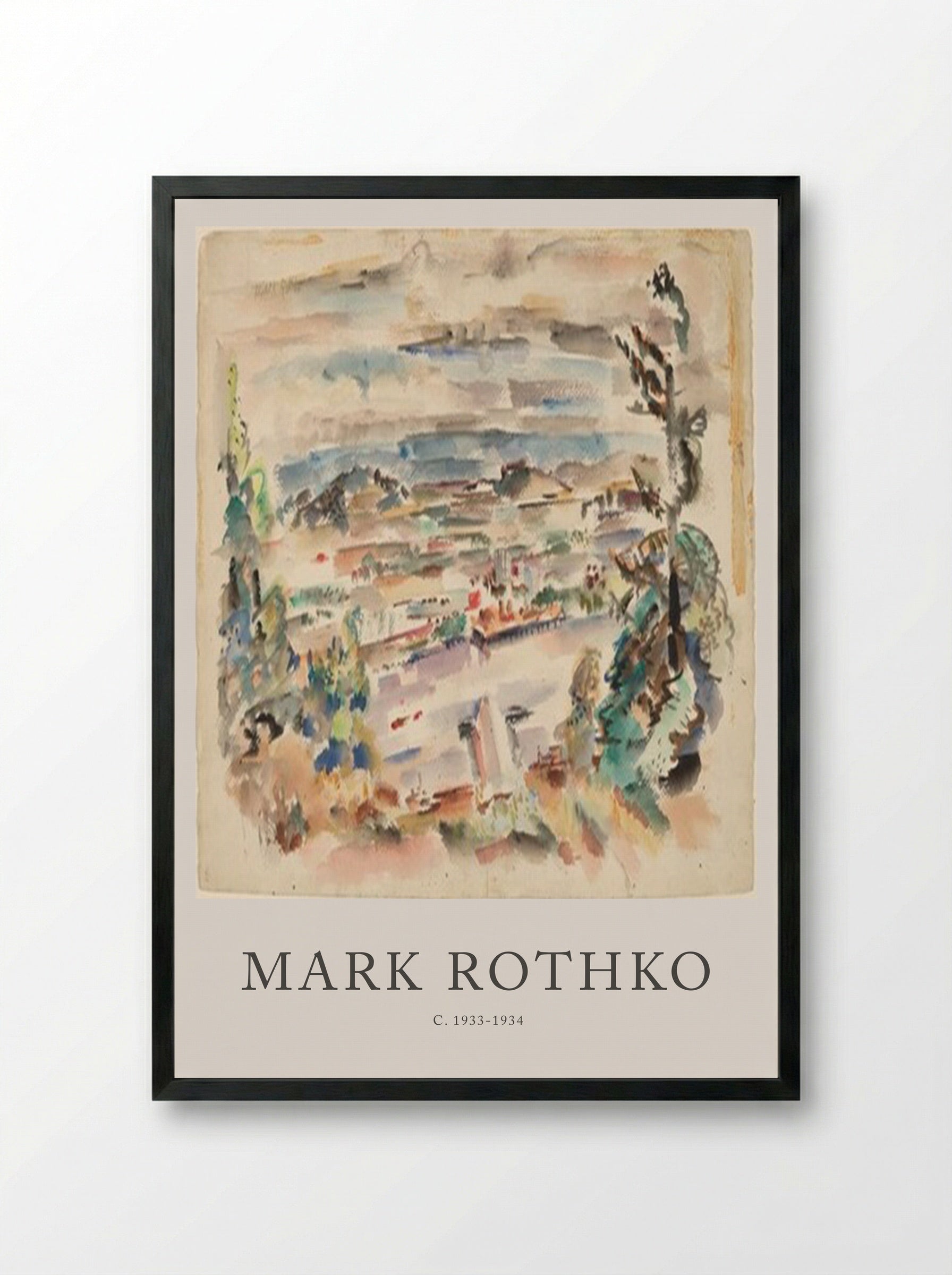 Untitled (Coastal Landscape, Watercolour) - Mark Rothko - Framed Print Black
