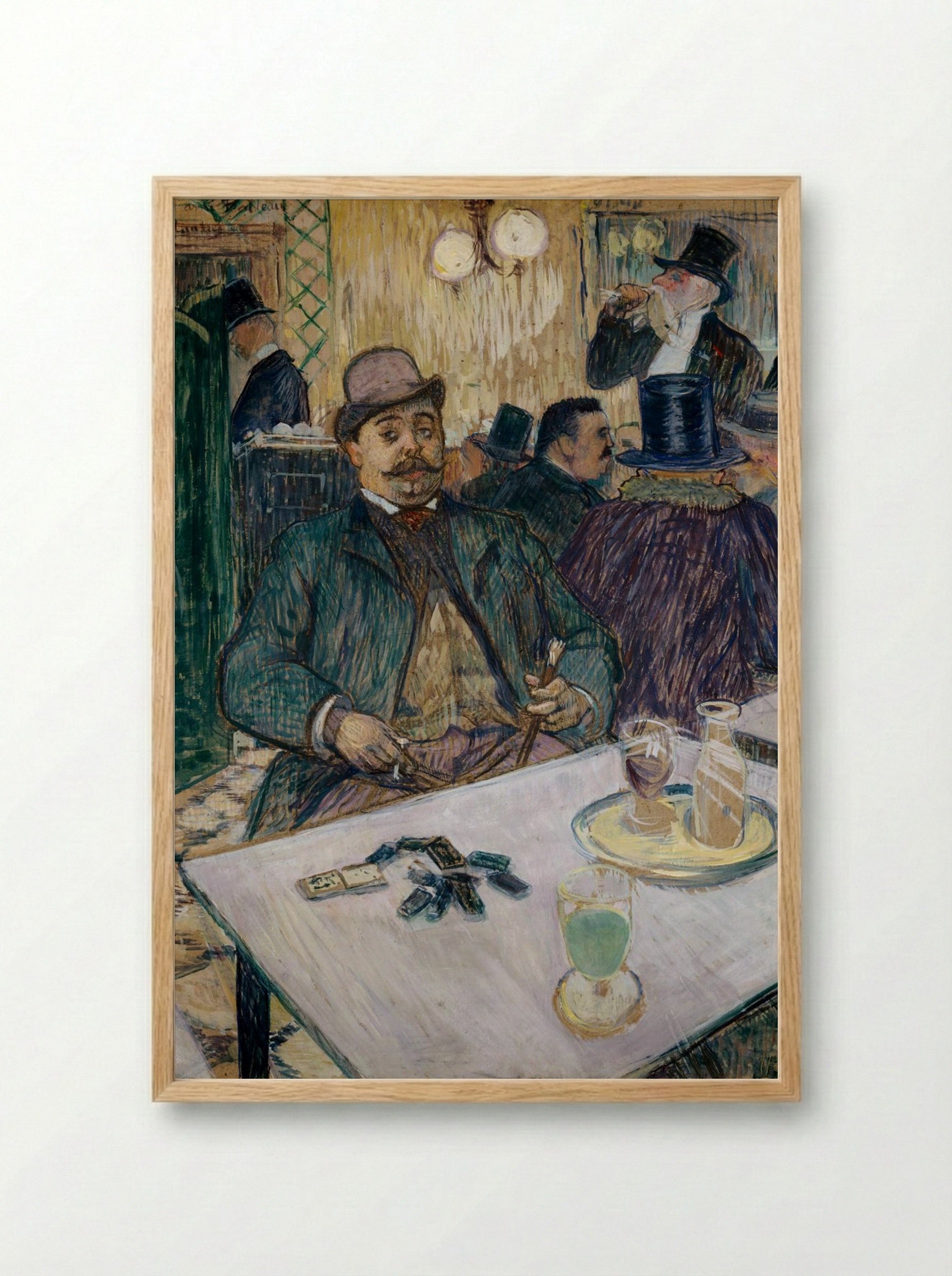 Monsieur Boileau at the Café - Henri de Toulouse-Lautrec - Framed Print Wood