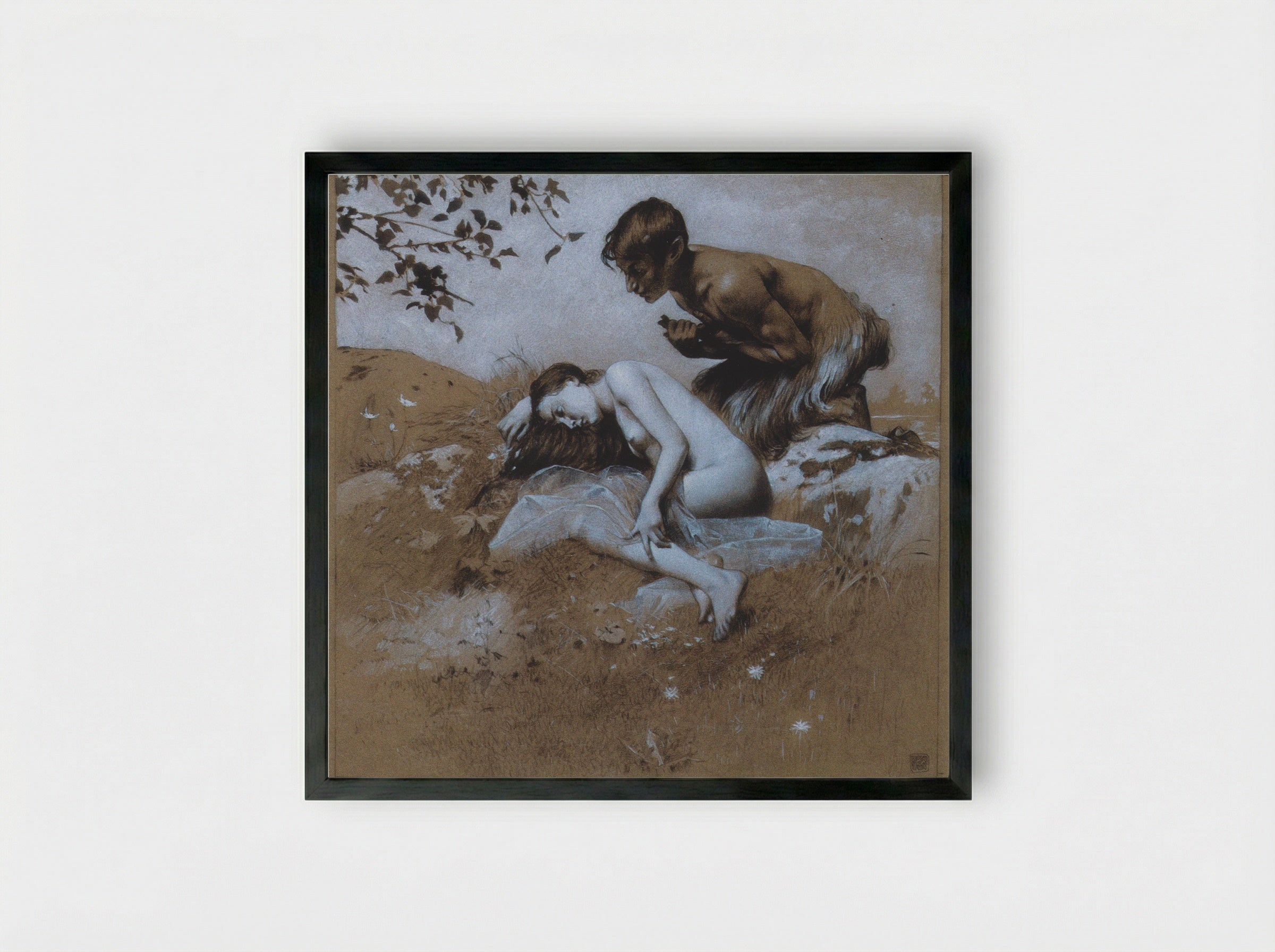Reproduction template for the leaf for Gerlach's love allegories, New Series, Plate 35 - Koloman Moser - Framed Print Black