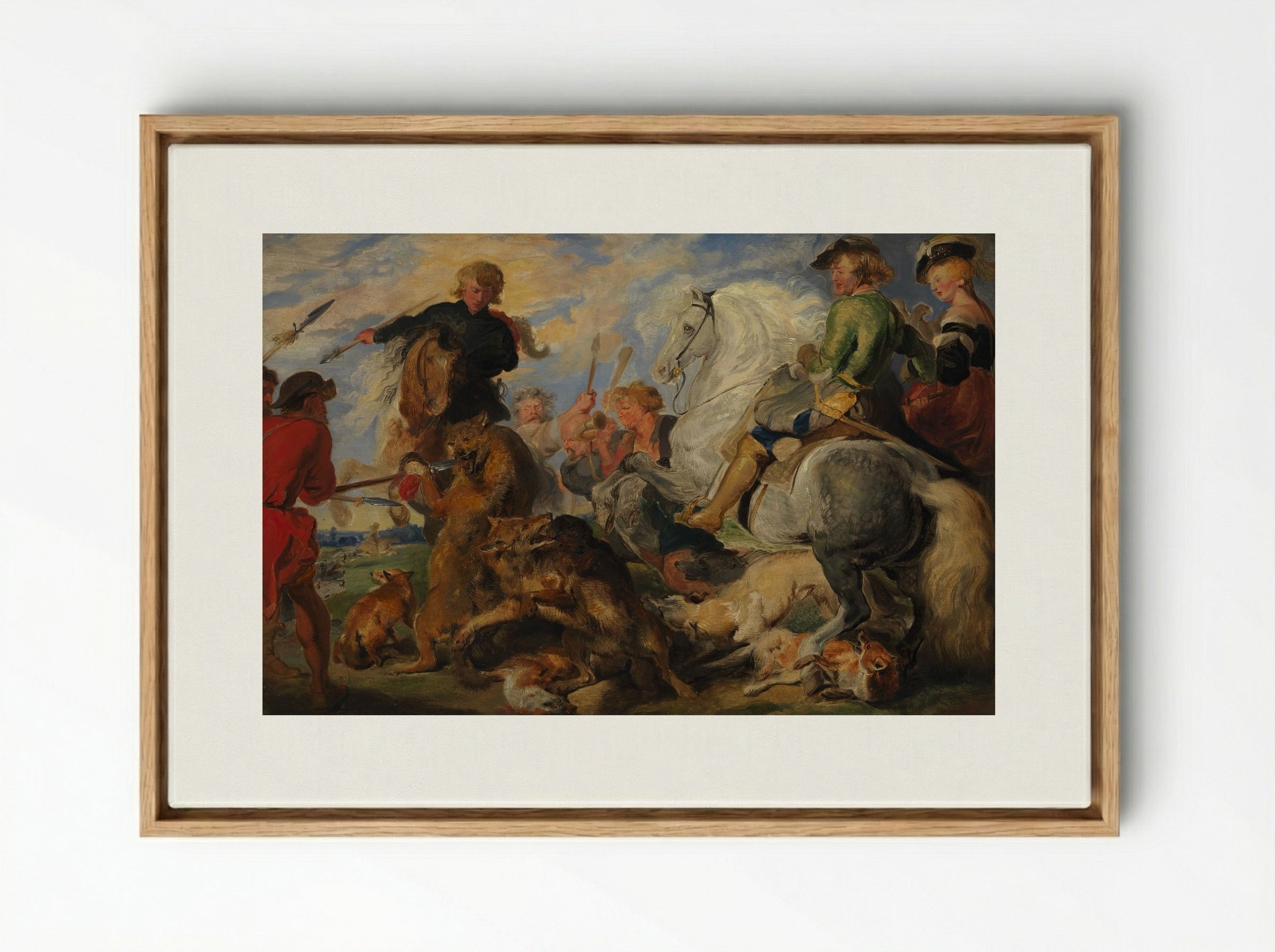 Copy after Rubens's Wolf and Fox Hunt - Peter Paul Rubens - Framed Canvas Wood