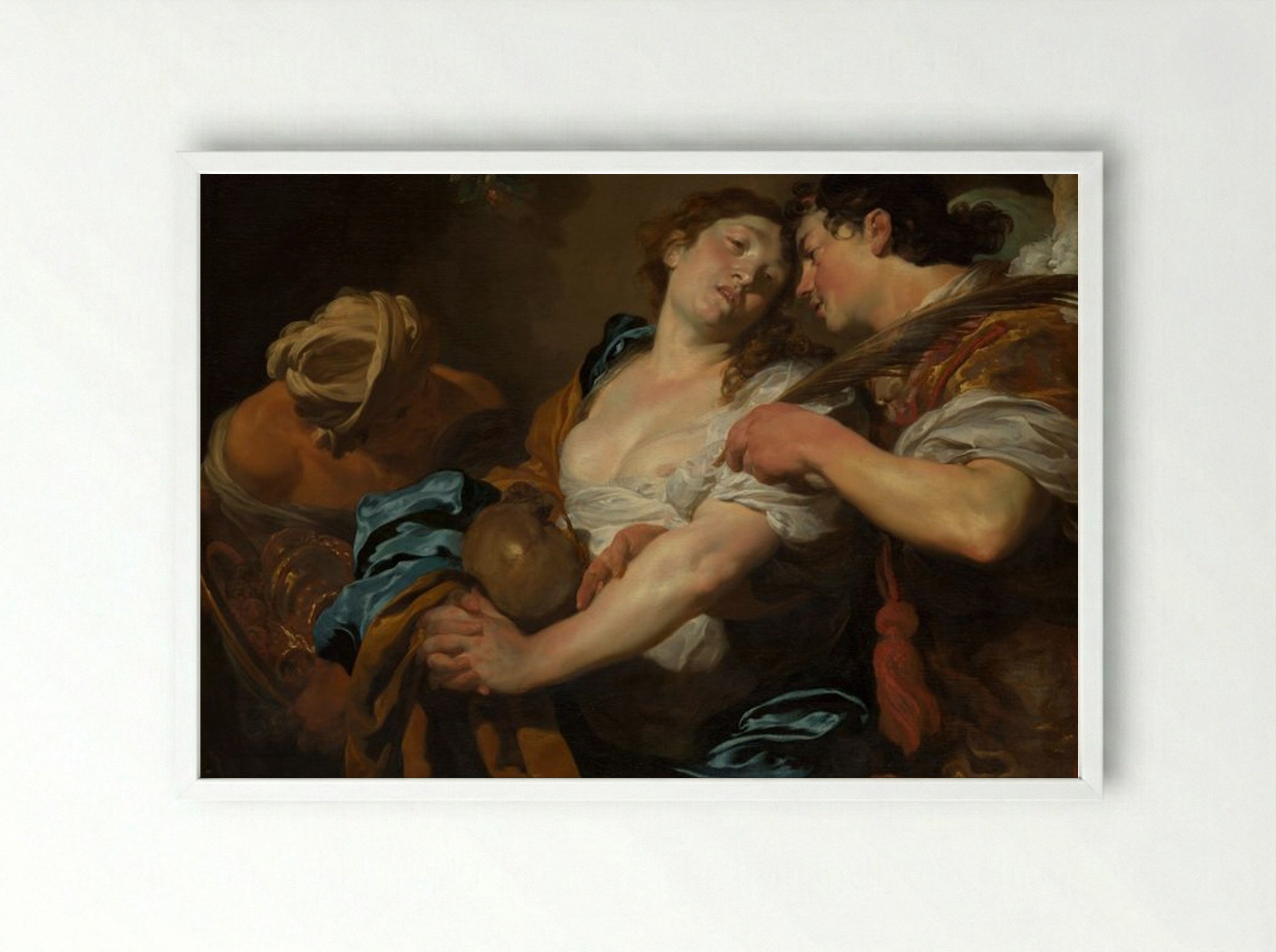 The Temptation of Saint Mary Magdalen - Johann Liss - Framed Print White