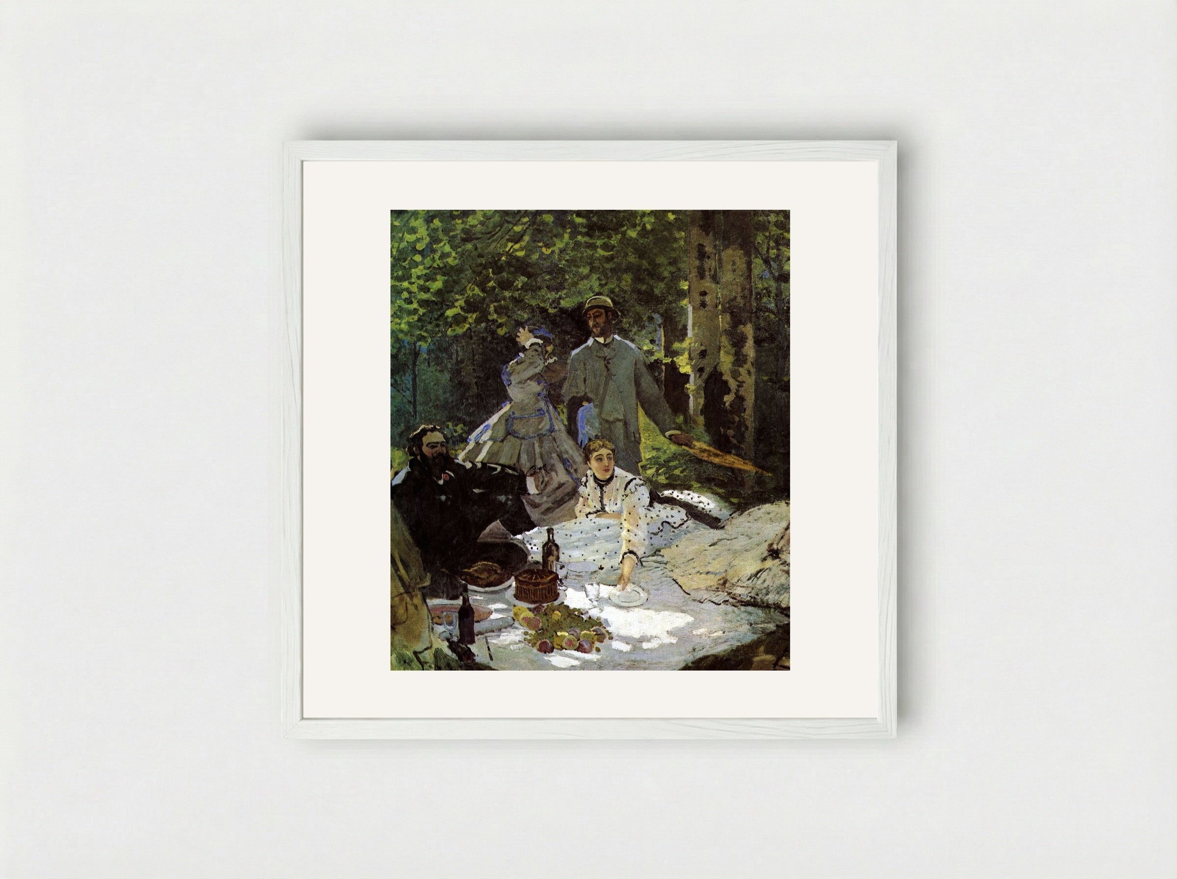 Le Déjeuner sur l'herbe - Claude Monet - Framed Print White