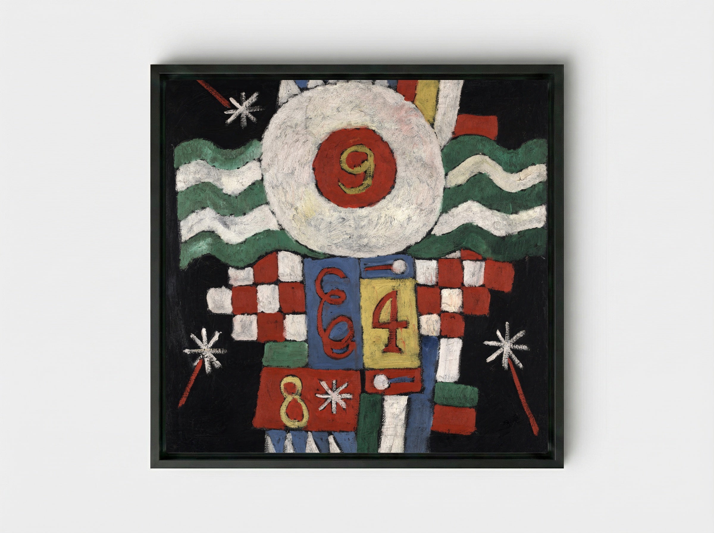 Collection of Numbers, Designs and Letters Seen by Me at the Beginning of the War in Berlin - Paul Klee - Framed Canvas Black