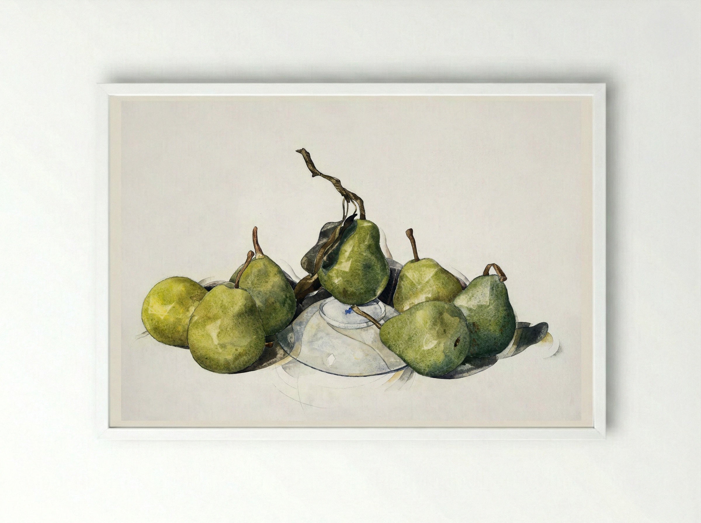 Green Pears - Charles Demuth - Framed Print White