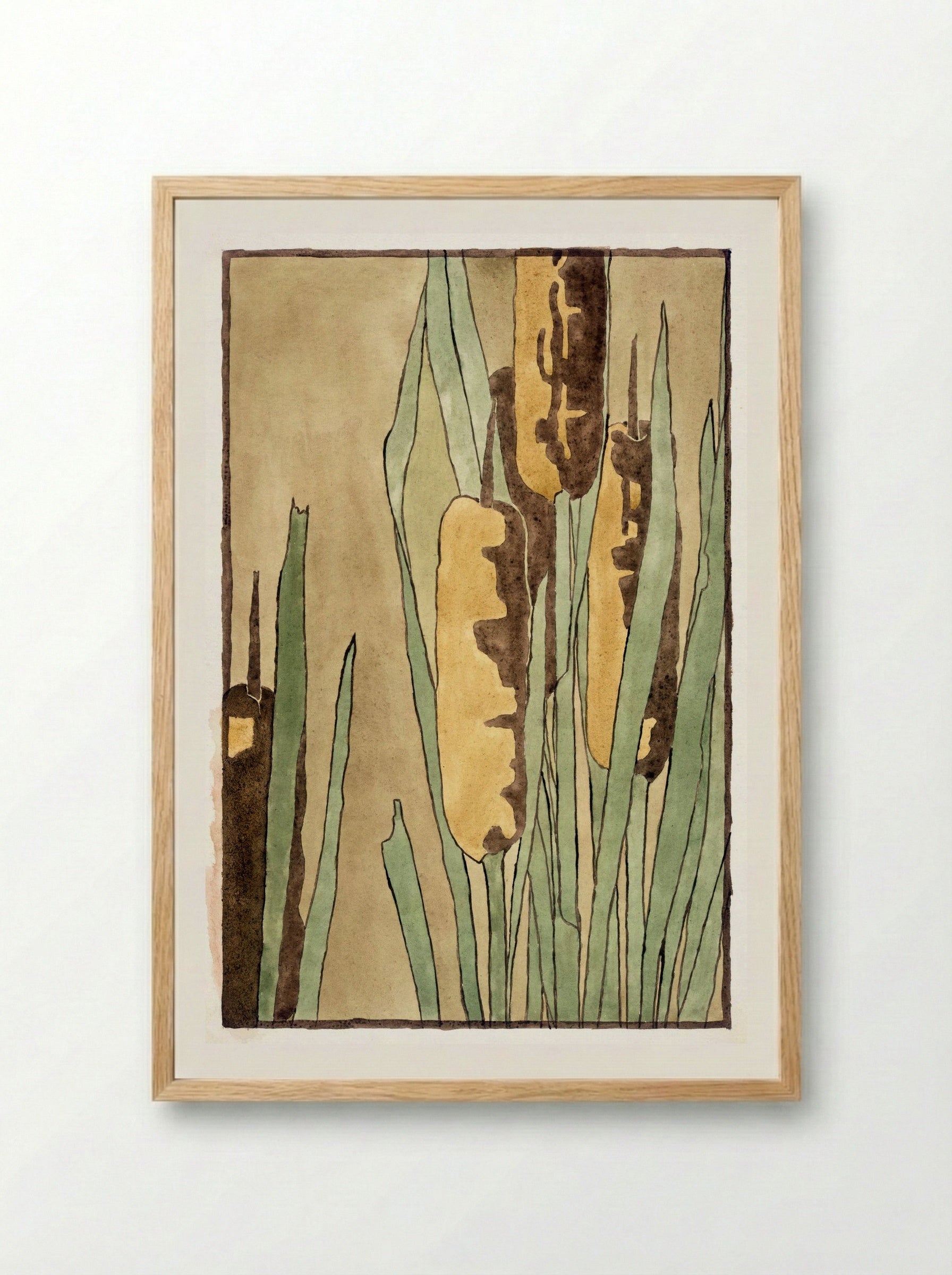 Cattail - Hannah Borger Overbeck - Framed Print Wood