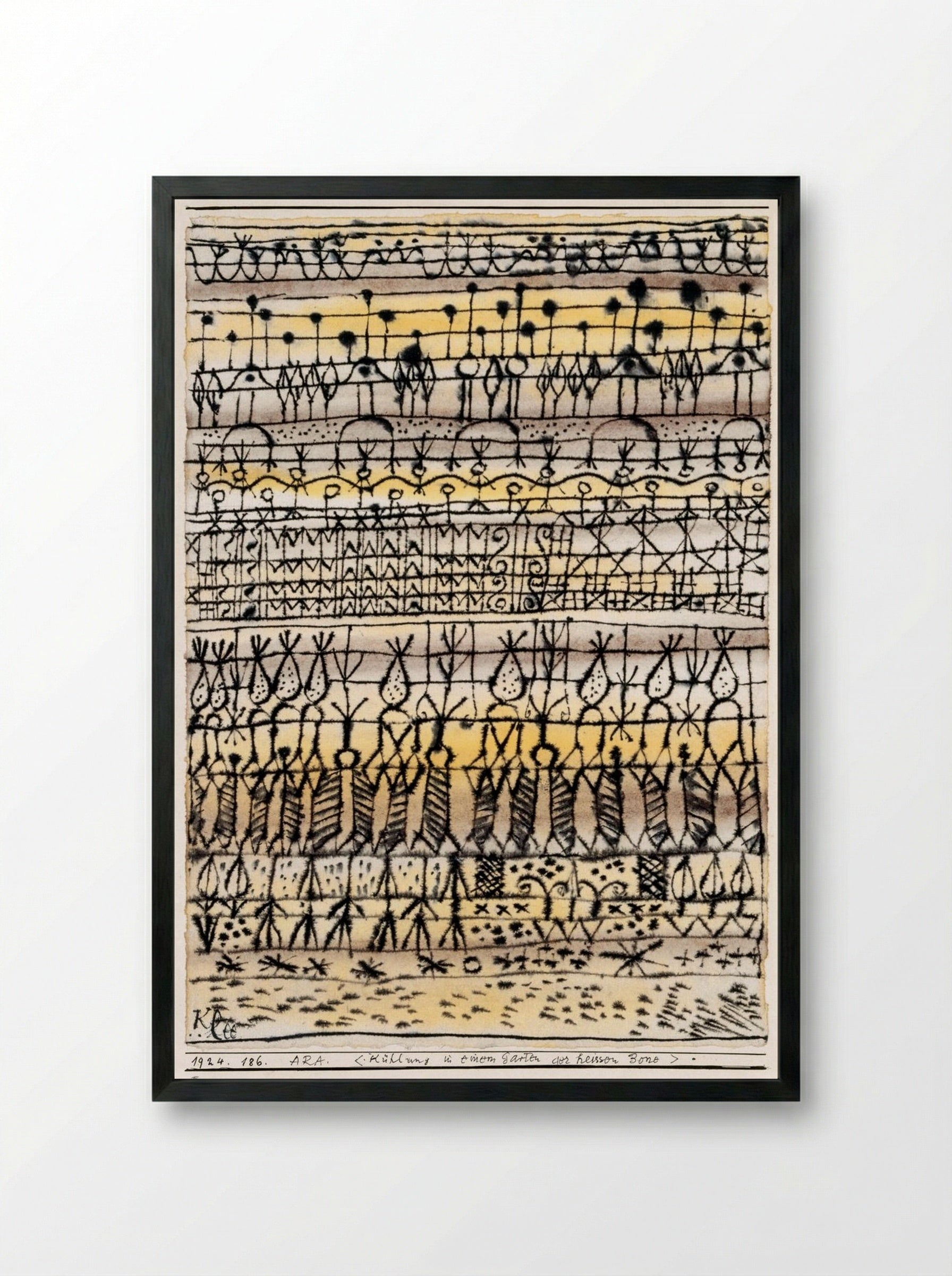 Cooling in a Hot Zone Garden - Paul Klee - Framed Print Black