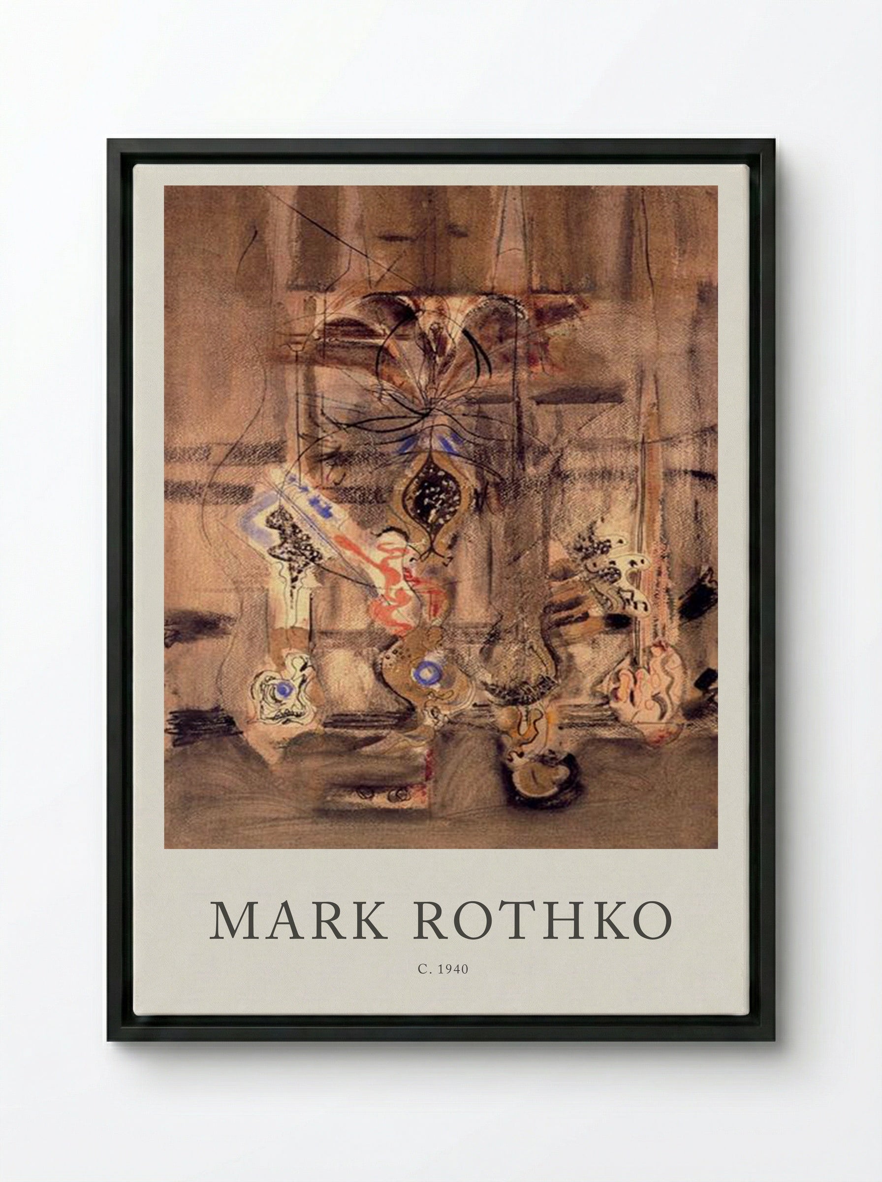 Untitled (Biomorphic Forms) - Mark Rothko - Framed Canvas Black