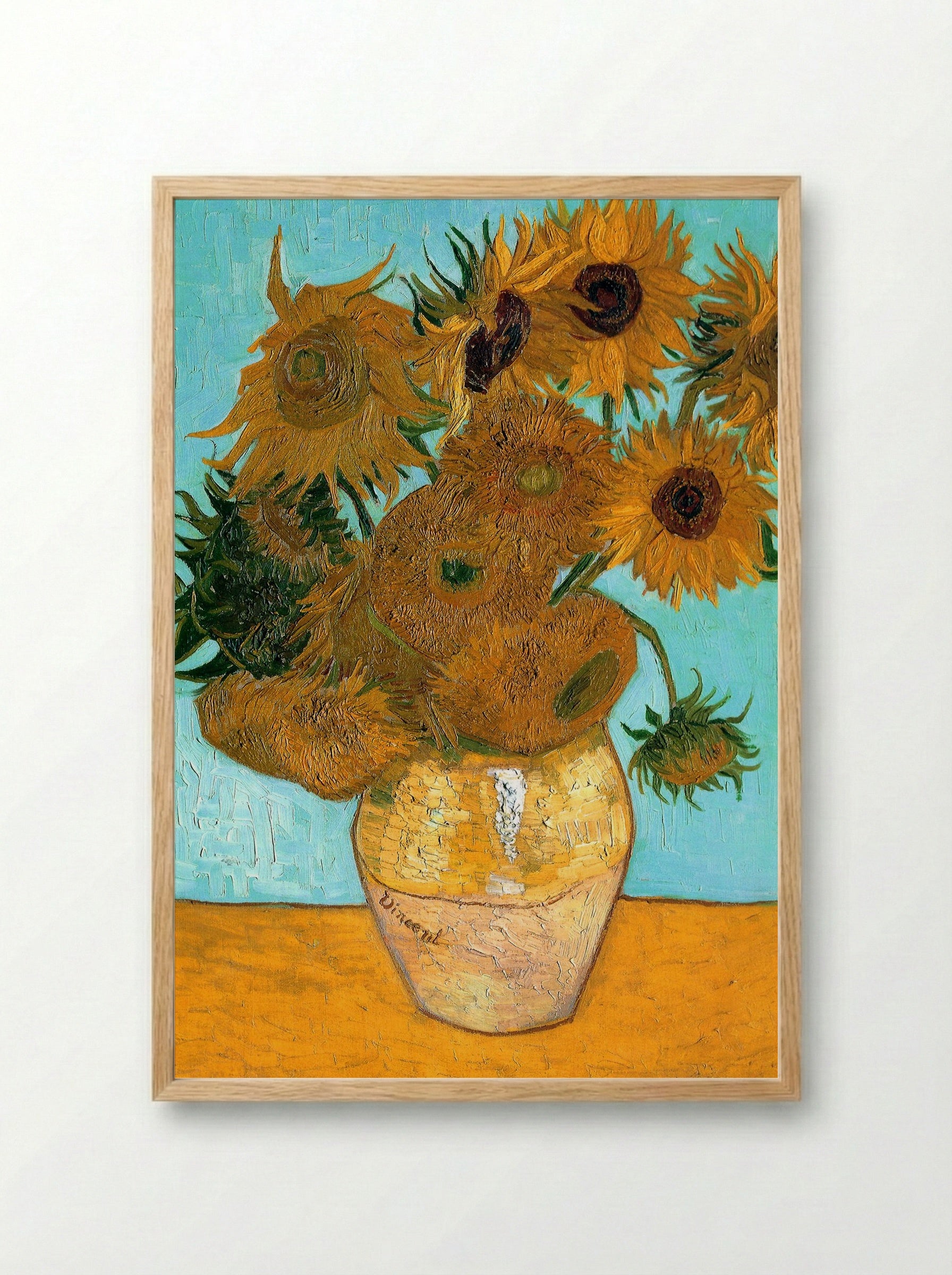 Vase with Twelve Sunflowers - Vincent van Gogh - Framed Print Wood