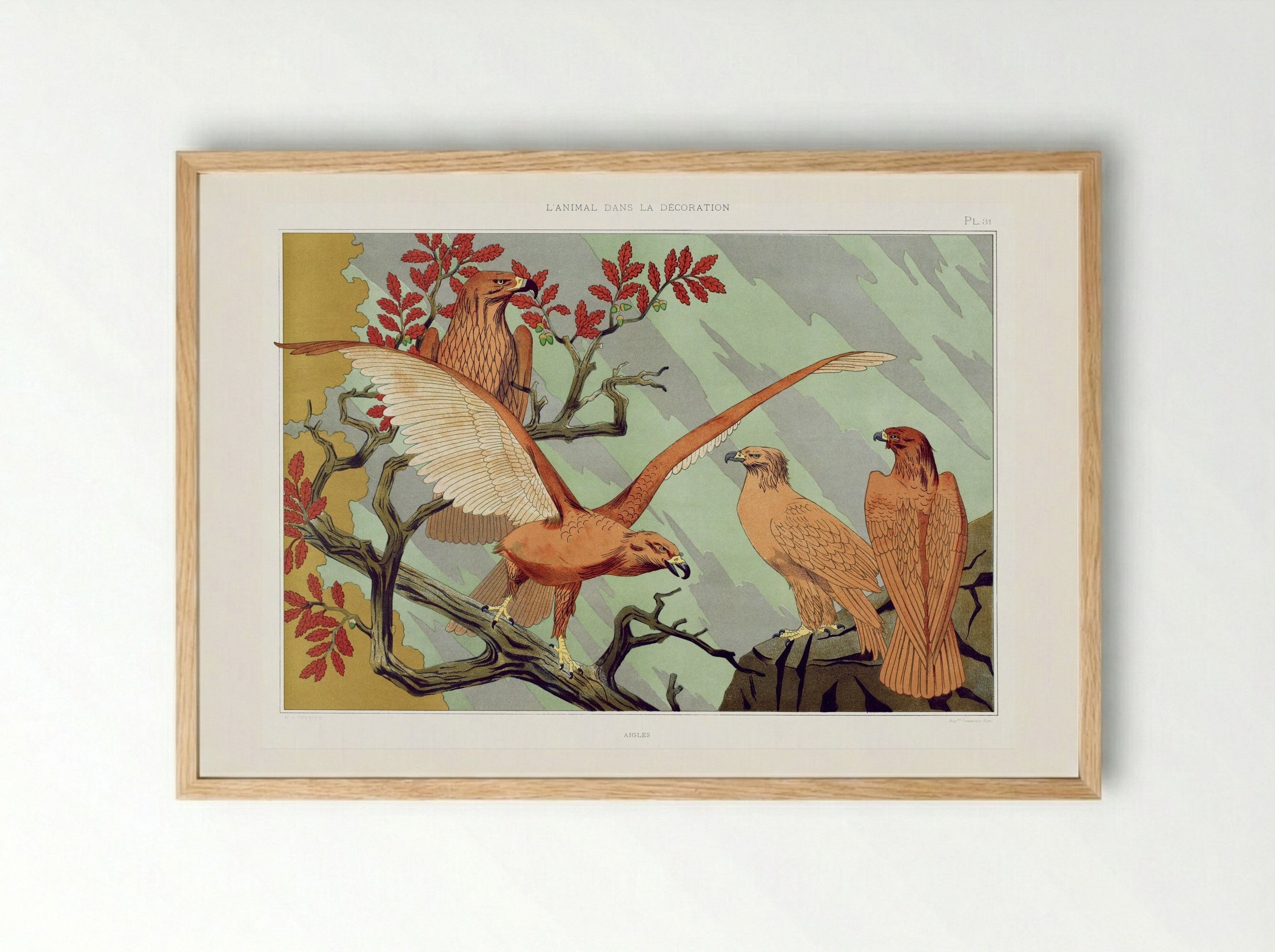 Aigles (Eagles) from L'animal dans la décoration - Maurice Pillard Verneuil - Framed Print Wood