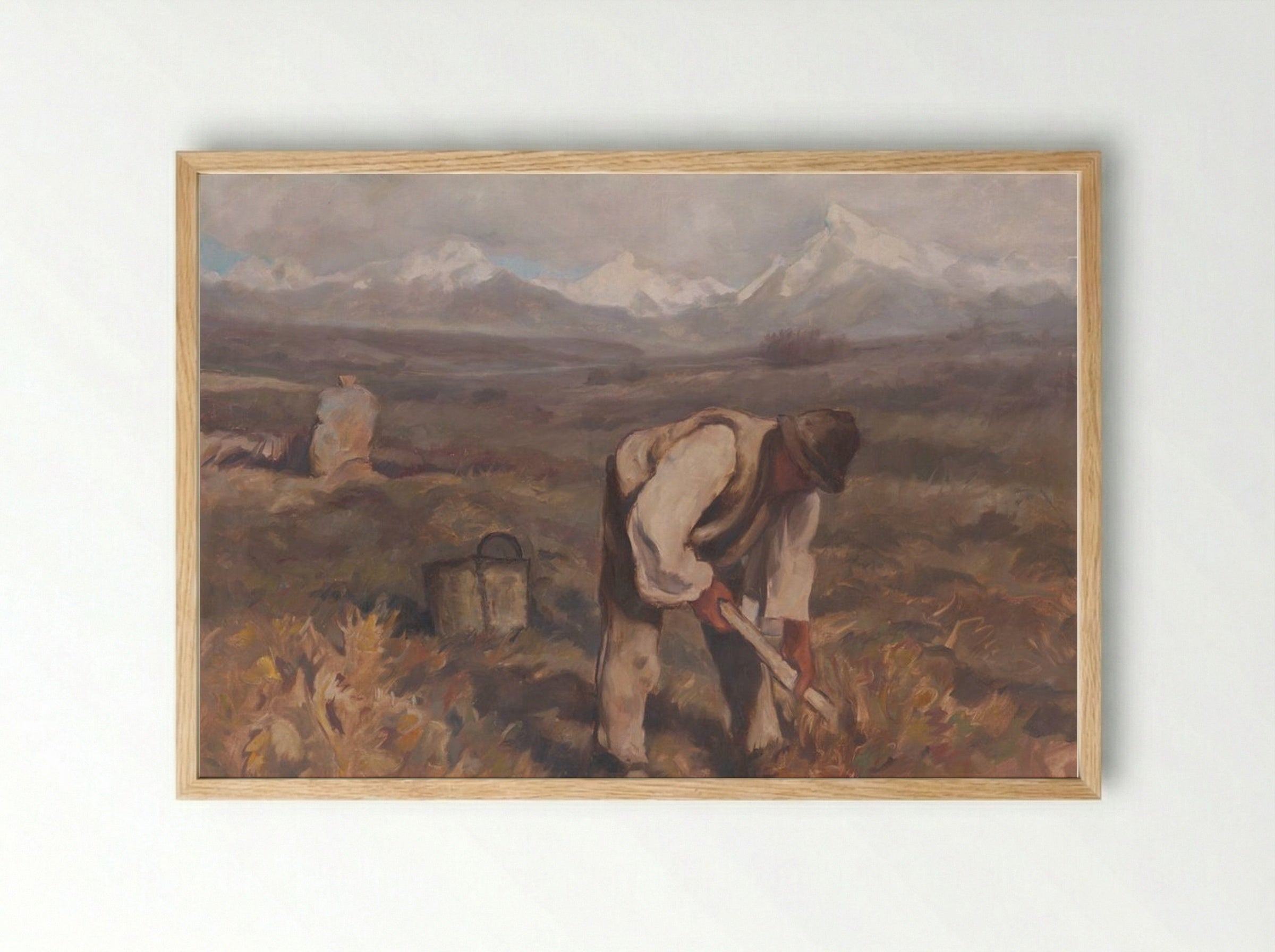 Autumn Work (Potato Digging) - Zolo Palugyay - Framed Print Wood